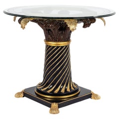 Vintage Spanish Hollywood Regency Centerpiece Table with Etched Glass Top