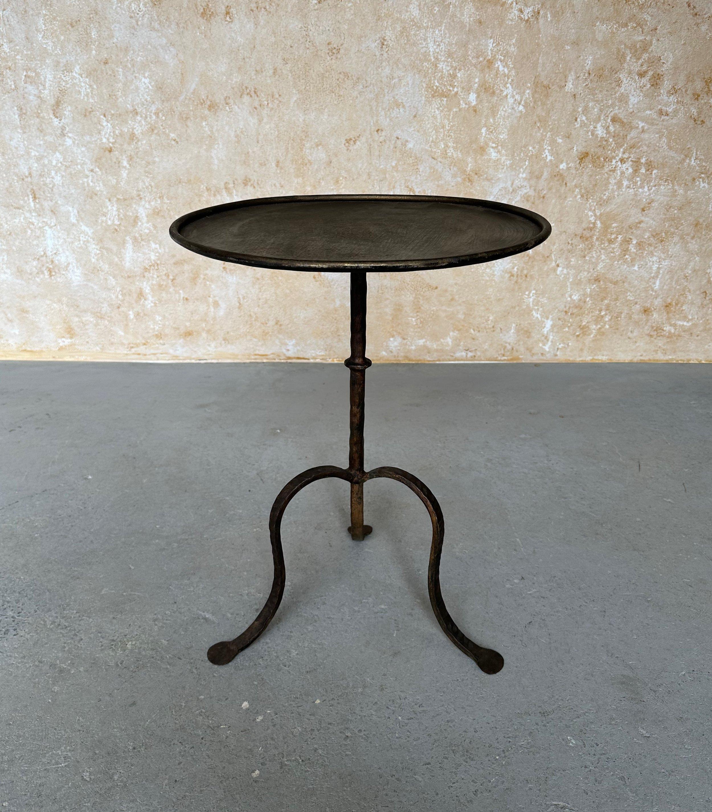 Vintage Spanish Iron Drinks Table with Curved Legs 3