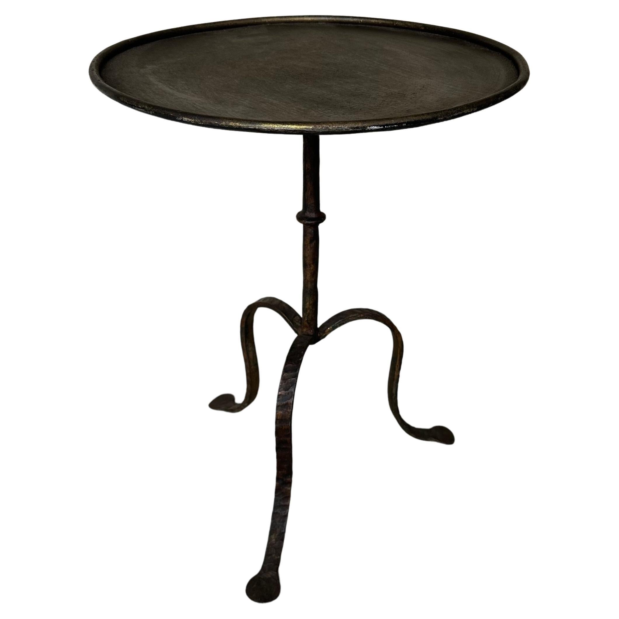 Vintage Spanish Iron Drinks Table with Curved Legs