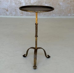 Vintage Spanish Iron Drinks Table with Scrolled Feet