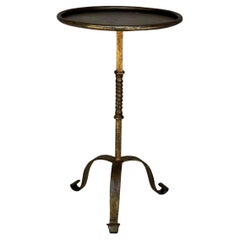 Vintage Spanish Iron Drinks Table with Scrolled Feet