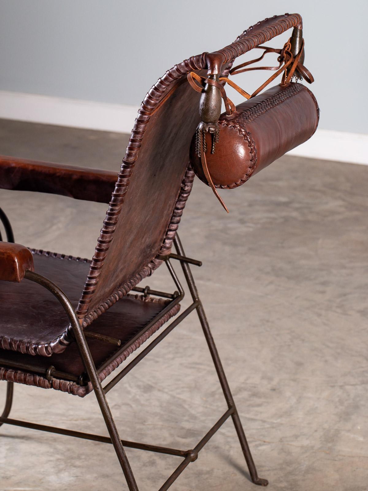 Vintage Spanish Leather Iron Chair, circa 1950 For Sale 11