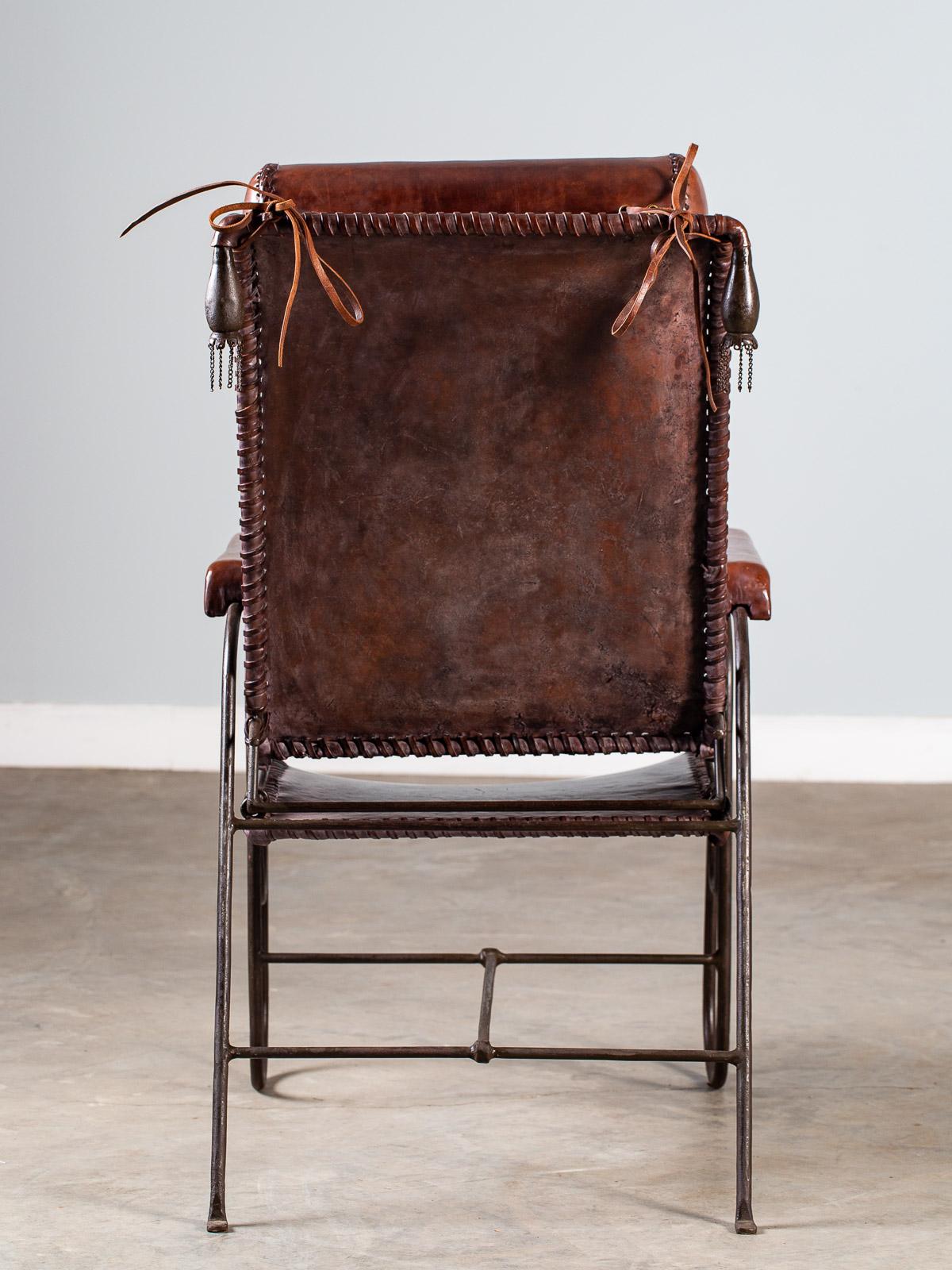 Vintage Spanish Leather Iron Chair, circa 1950 For Sale 13