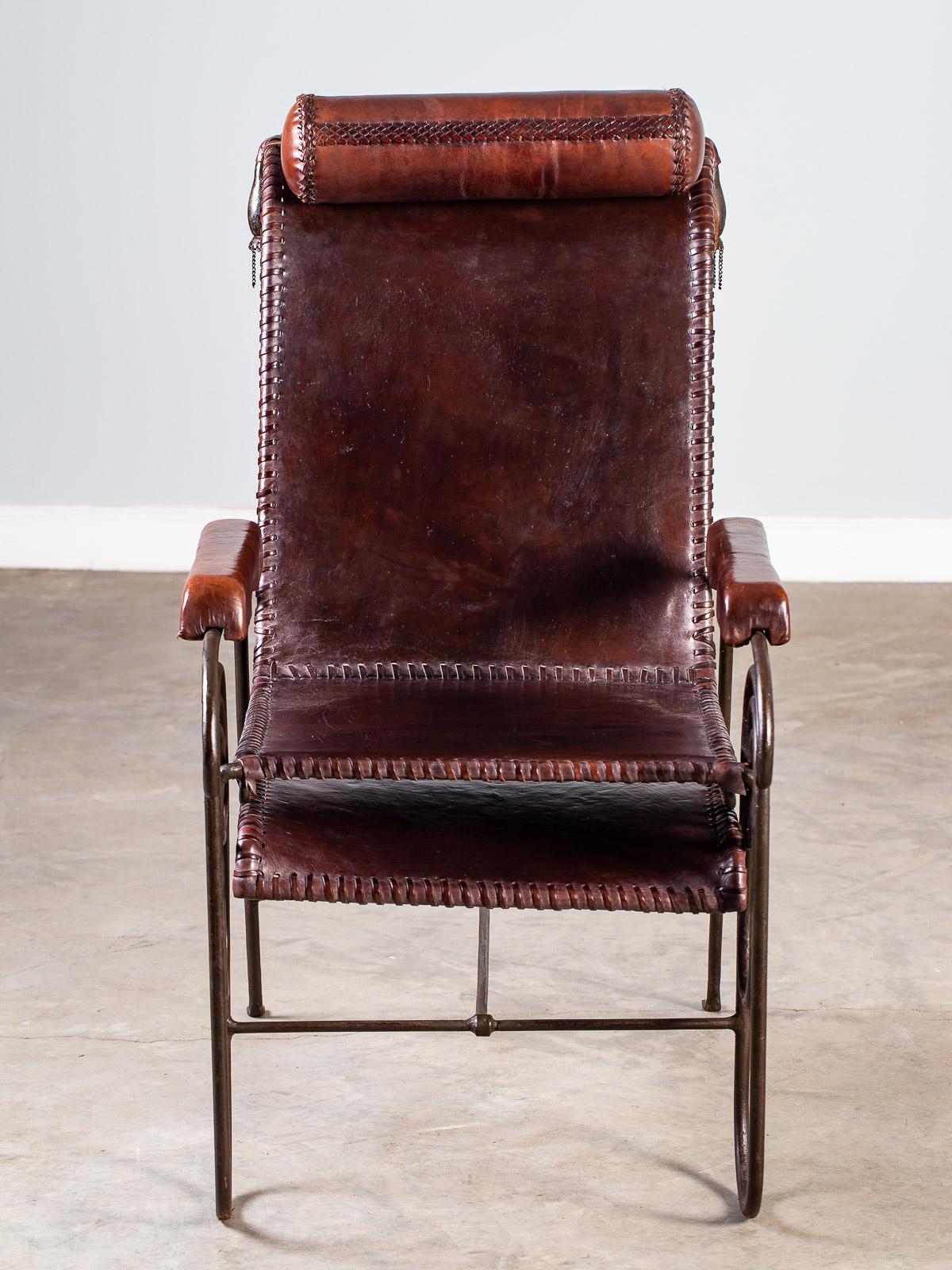 Vintage Spanish Leather Iron Chair, circa 1950 For Sale 14