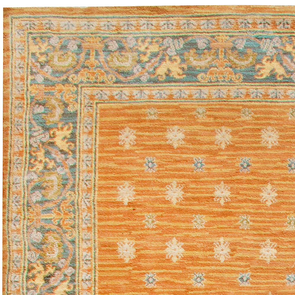 Hand-Knotted Vintage Spanish Handwoven Wool Rug For Sale