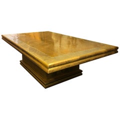 Vintage Spanish Golden Low Metal Sofa Table Signed by Rudolfo Dubarry