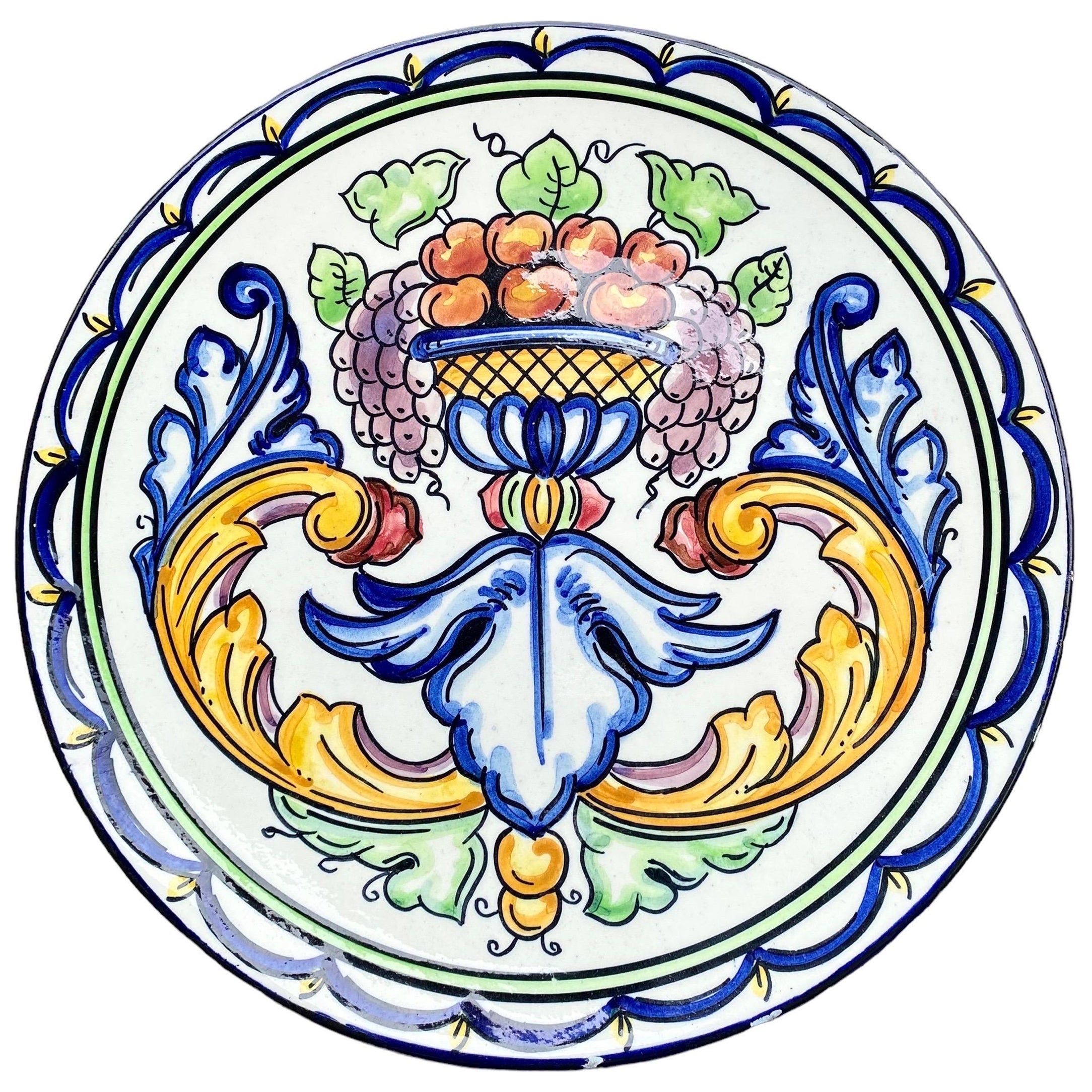 Vintage Spanish Majolica Wall Plate