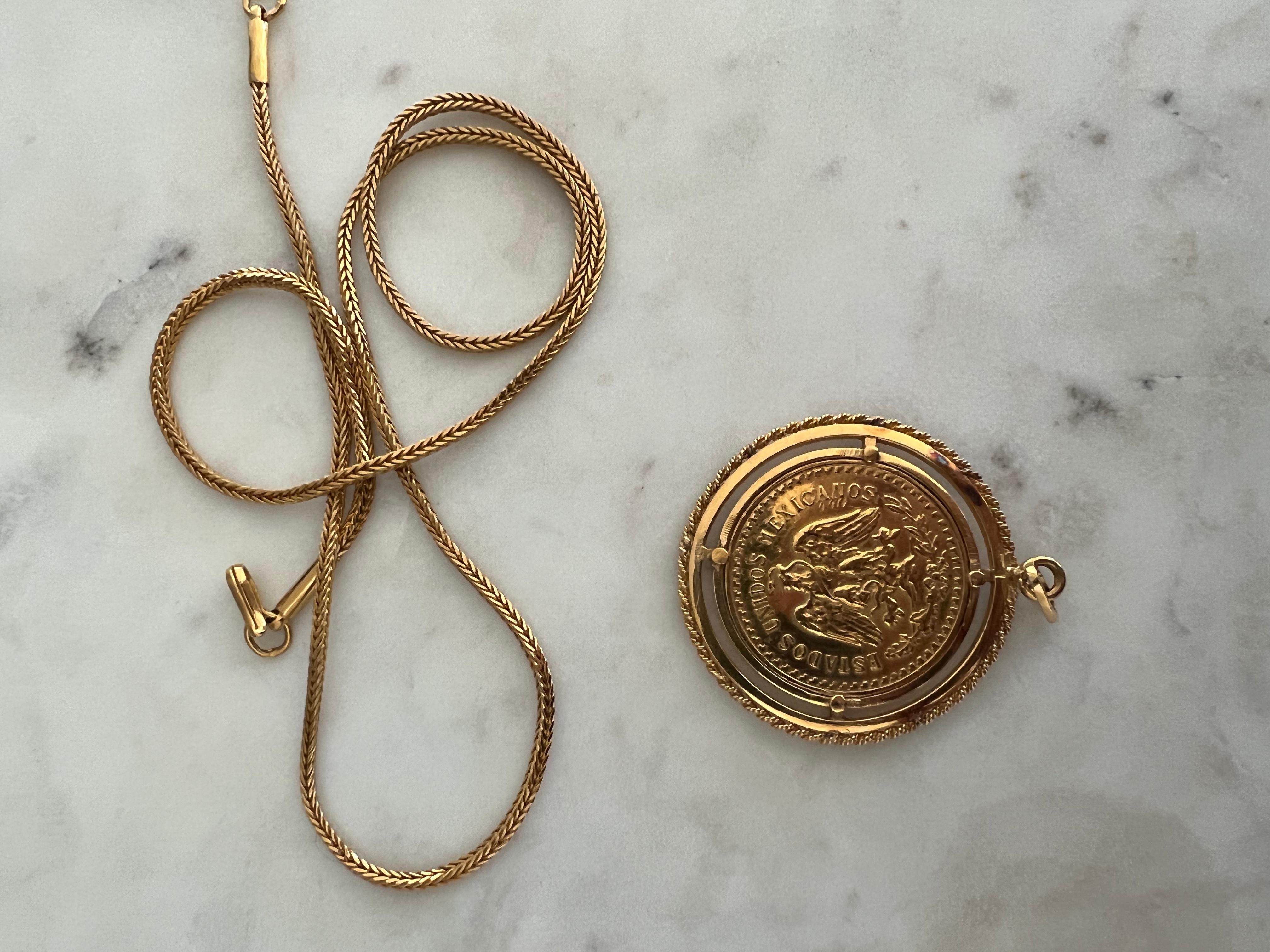 Vintage Spanish /Mexican Gold Coin Antique Medallion pendent 3