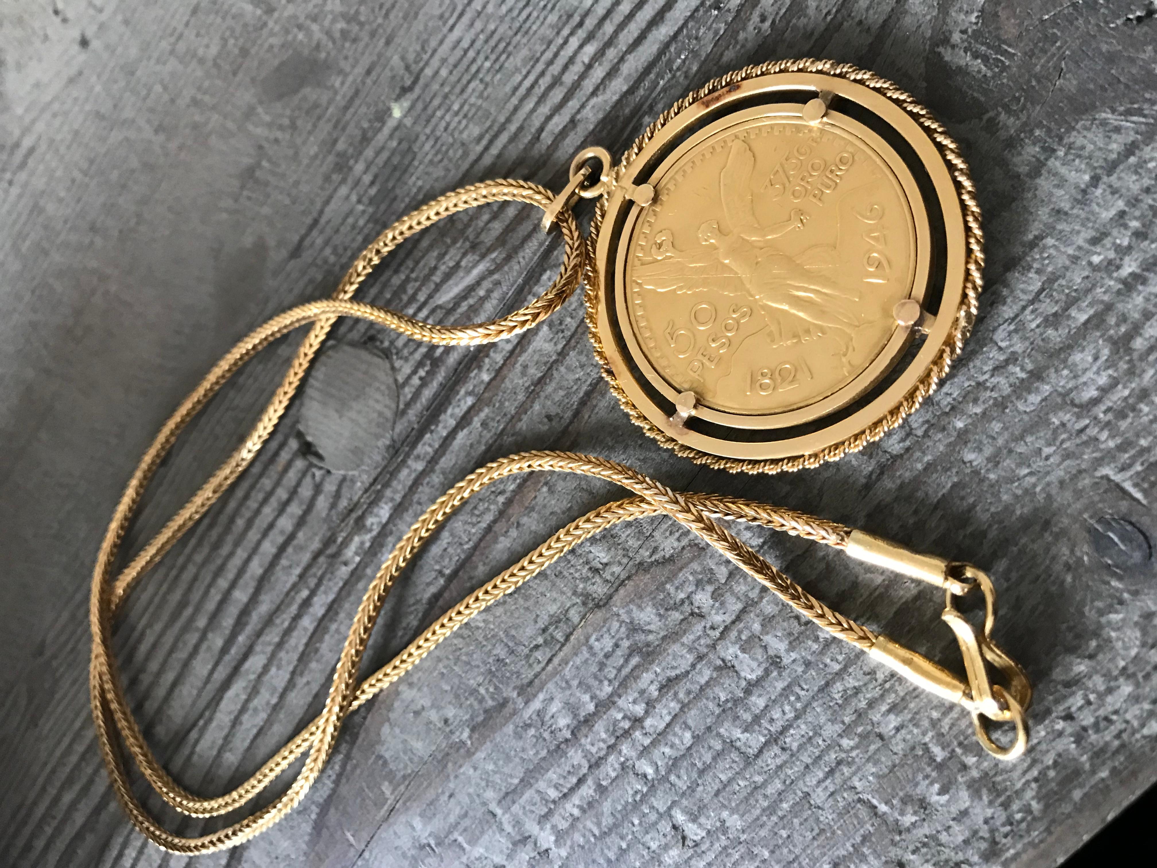 Vintage Spanish /Mexican Gold Coin Antique Medallion pendent 5