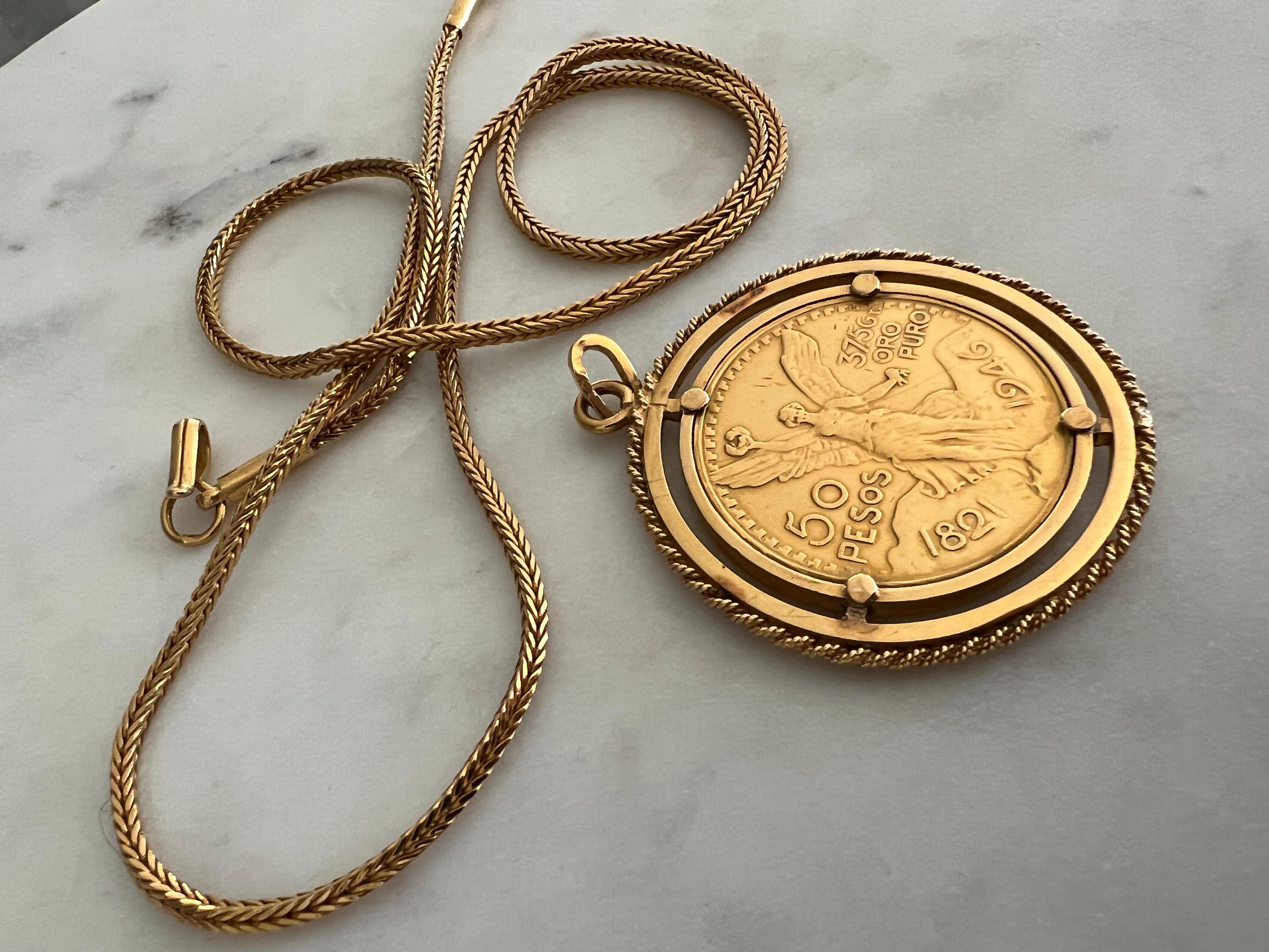 Vintage Spanish /Mexican Gold Coin Antique Medallion pendent 1