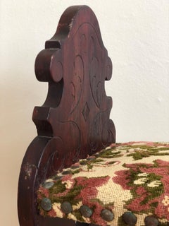 Panca da ingresso vintage spagnola di metà secolo con tappezzeria floreale