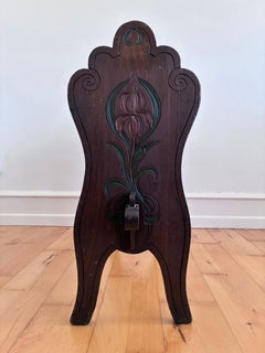 Vintage Spanish Mid-Century Entryway Bench with Striped Upholstery