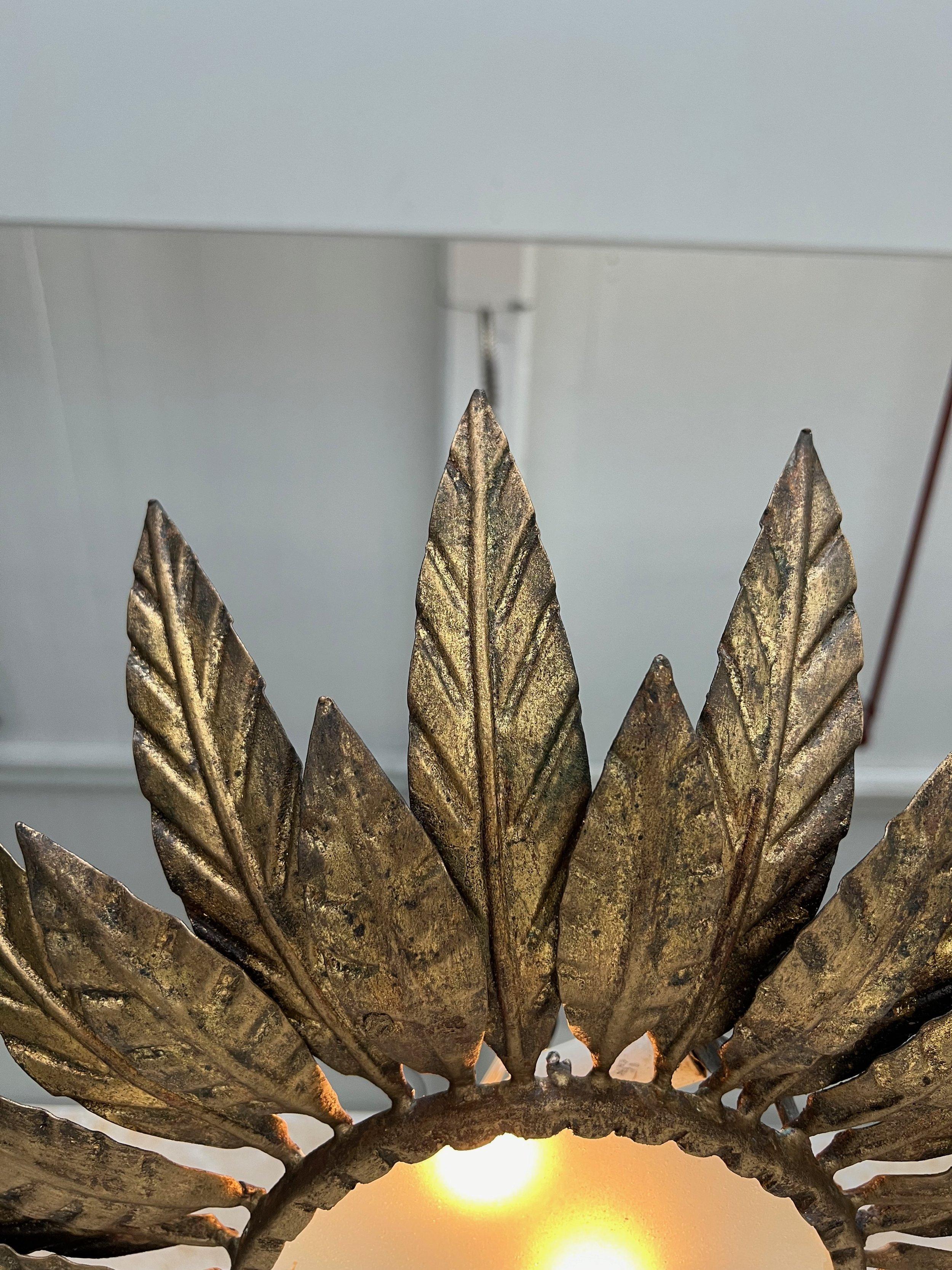 Mid-20th Century Vintage Spanish Mid-Century Gilt Metal Ceiling Fixture
