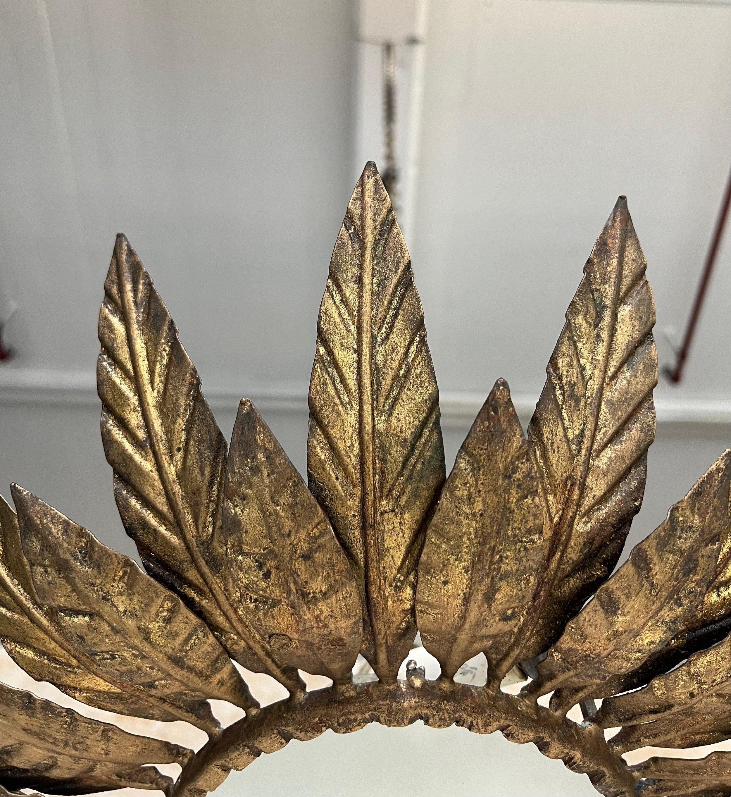 Vintage Spanish Mid-Century Gilt Metal Ceiling Fixture 4