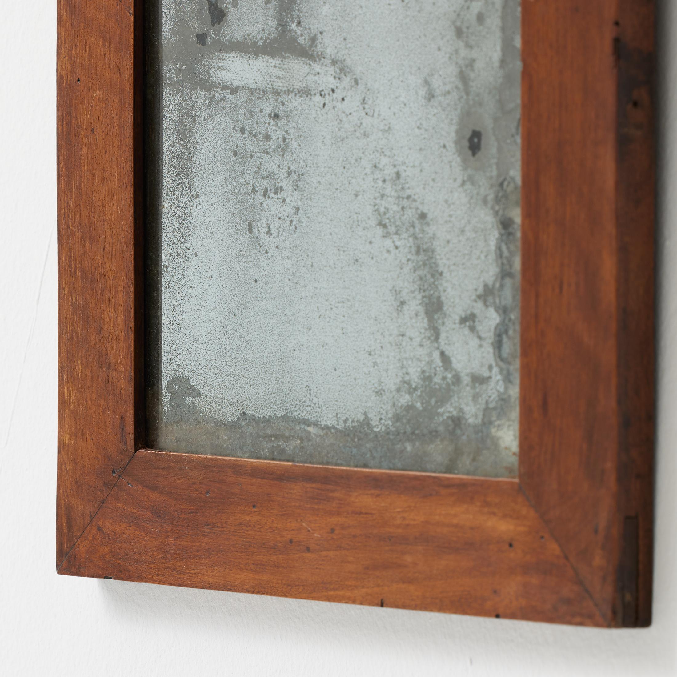 Specchio spagnolo d'epoca con ossidazione profonda - Patina grezza e cornice in Wood, 1950 ca. in vendita 3