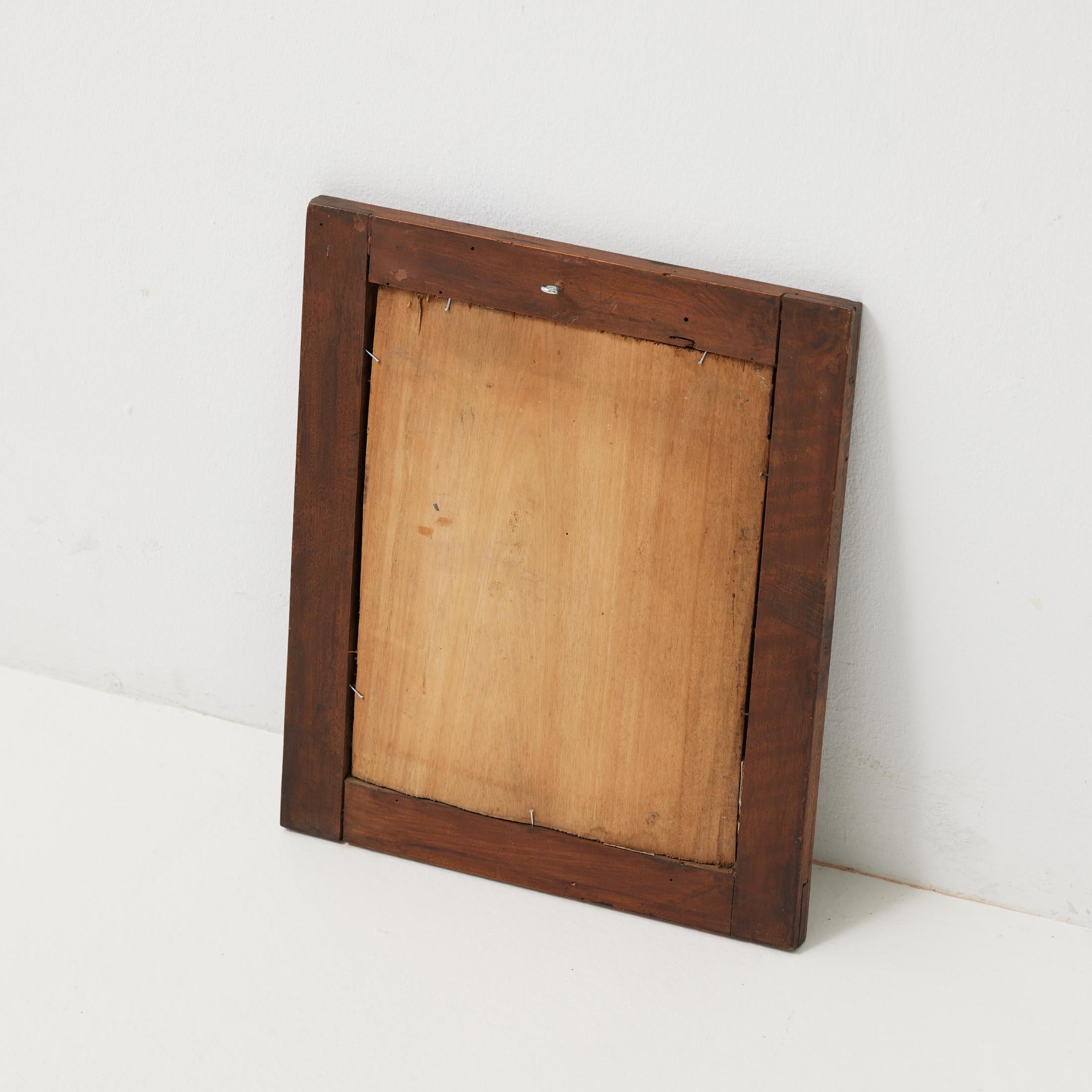 Specchio spagnolo d'epoca con ossidazione profonda - Patina grezza e cornice in Wood, 1950 ca. in vendita 5