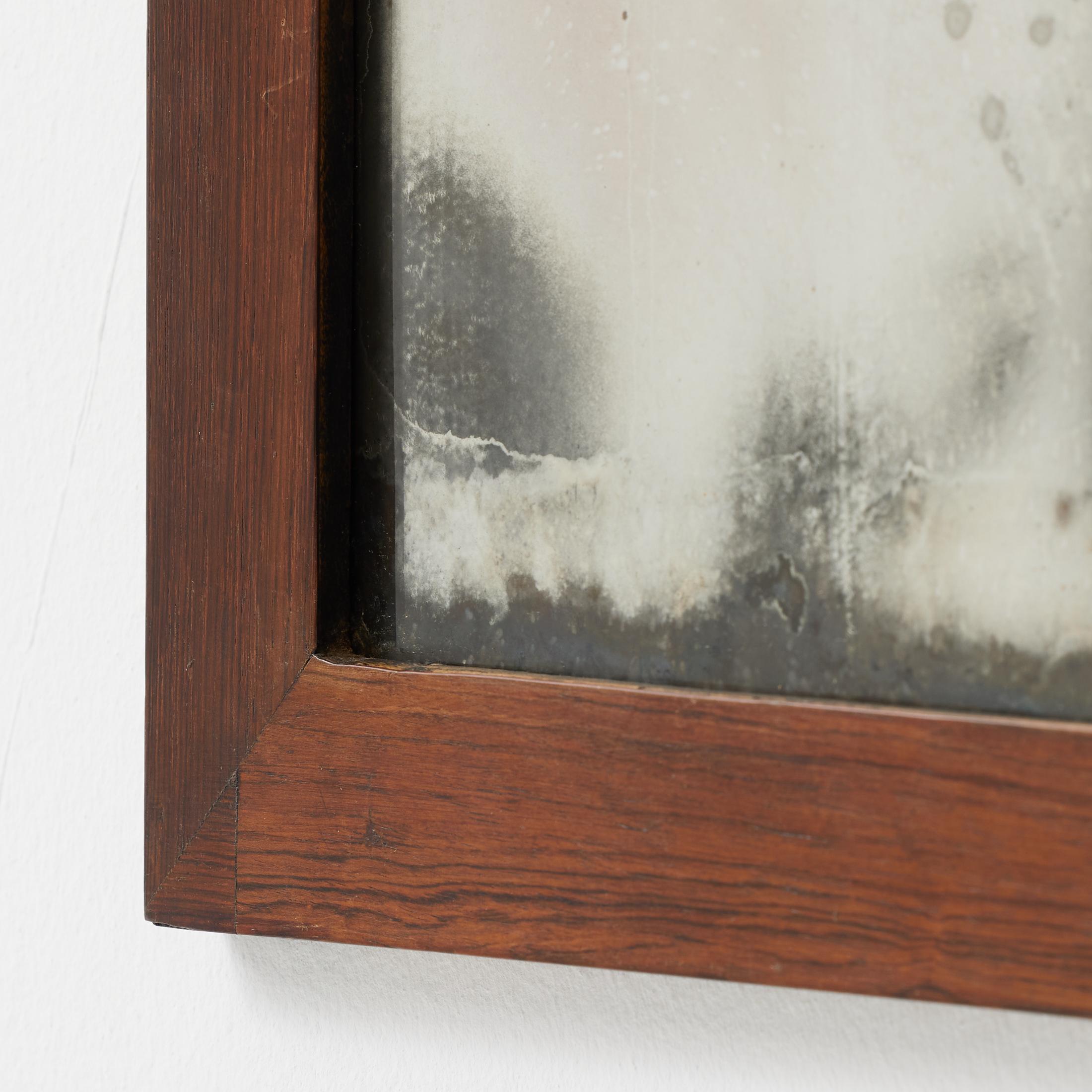 Specchio spagnolo d'epoca con ossidazione profonda - Patina grezza e cornice in Wood, 1950 ca. in vendita 5
