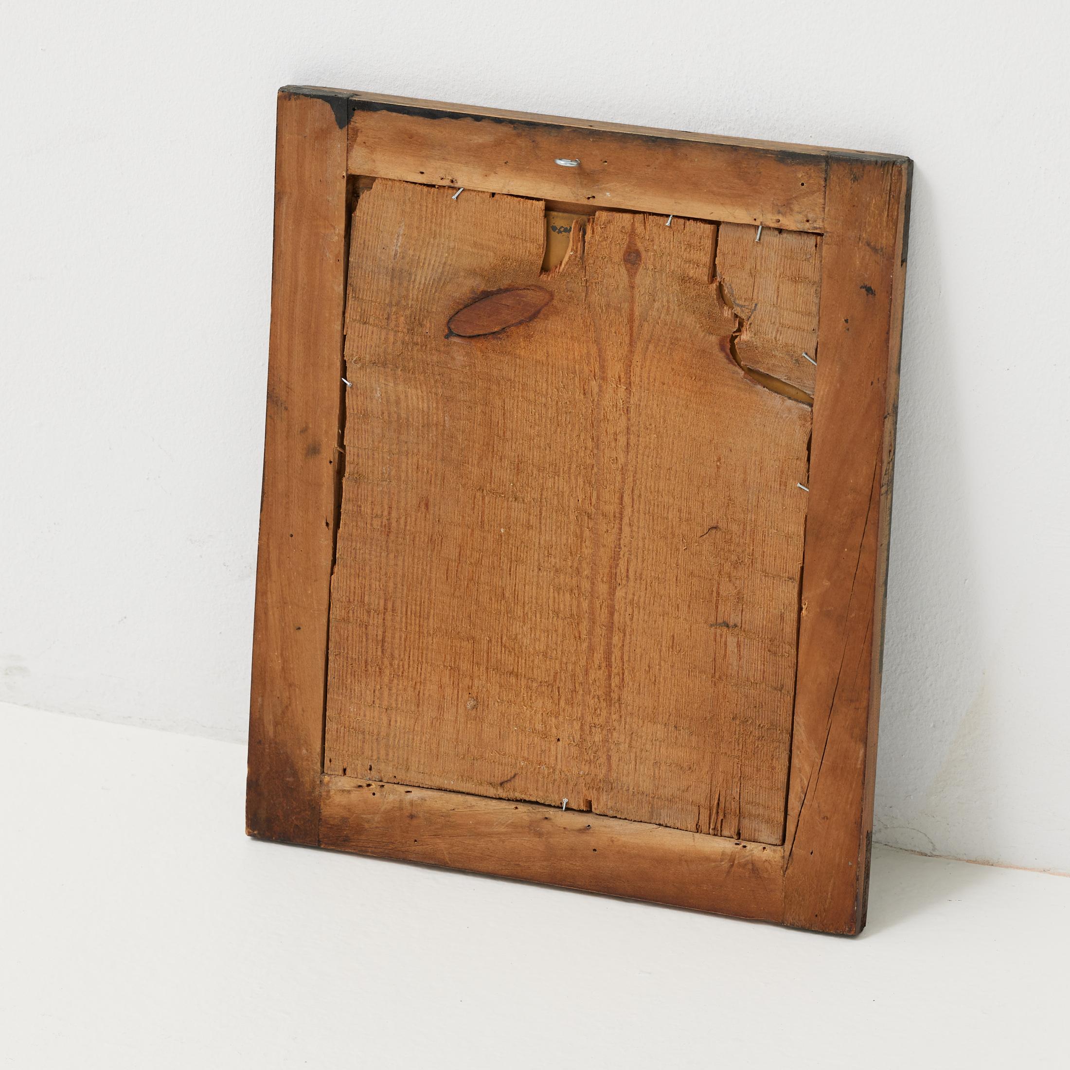Specchio spagnolo d'epoca con ossidazione profonda - Patina grezza e cornice in Wood, 1950 ca. in vendita 6