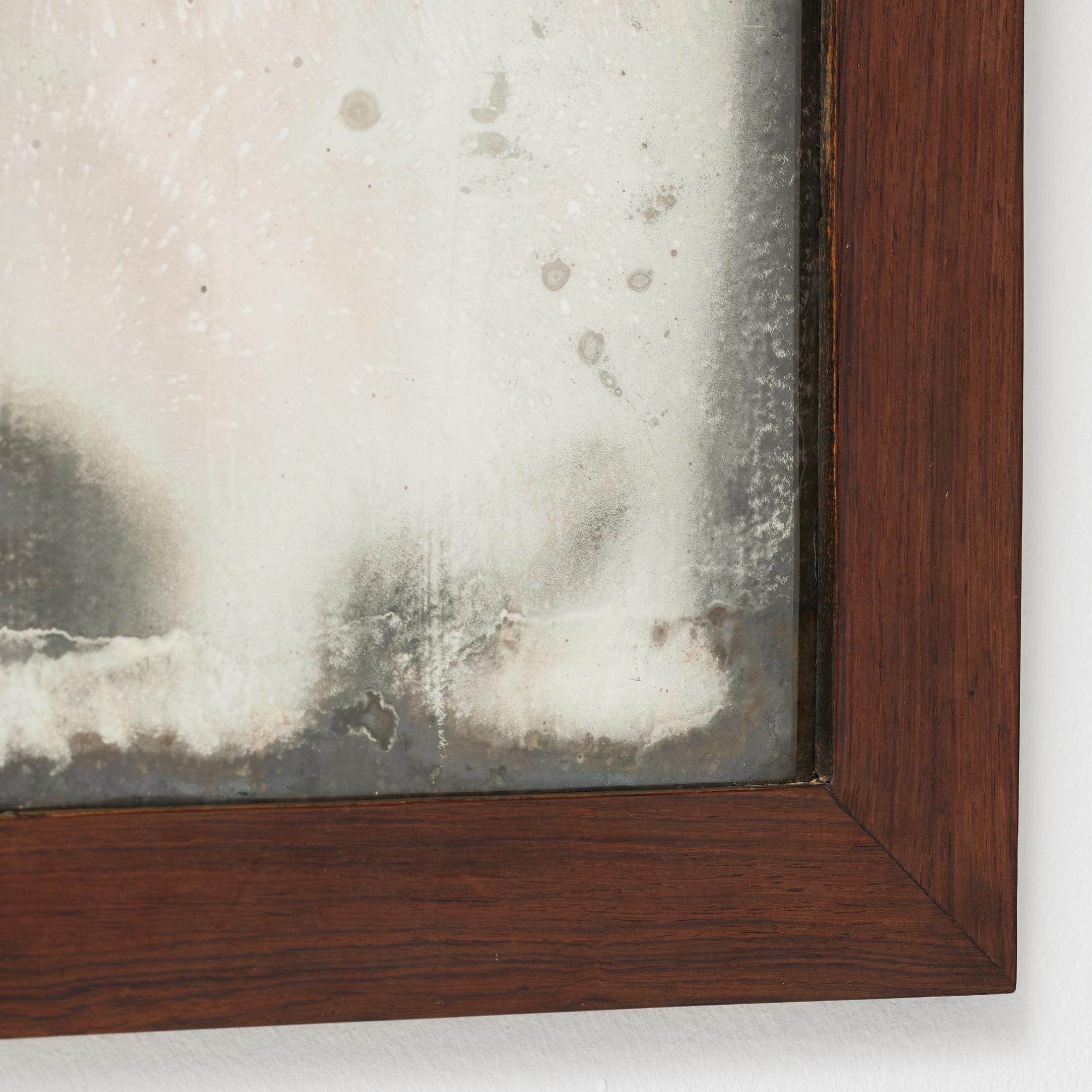 Specchio spagnolo d'epoca con ossidazione profonda - Patina grezza e cornice in Wood, 1950 ca. In condizioni discrete in vendita a Barcelona, ES