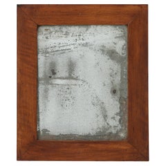 Vintage Spanish Mirror with Deep Oxidation — Raw Patina & Wood Frame, c.1950