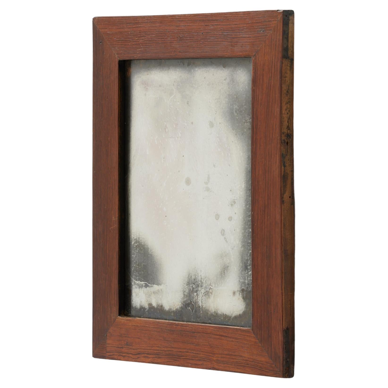 Specchio spagnolo d'epoca con ossidazione profonda - Patina grezza e cornice in Wood, 1950 ca.