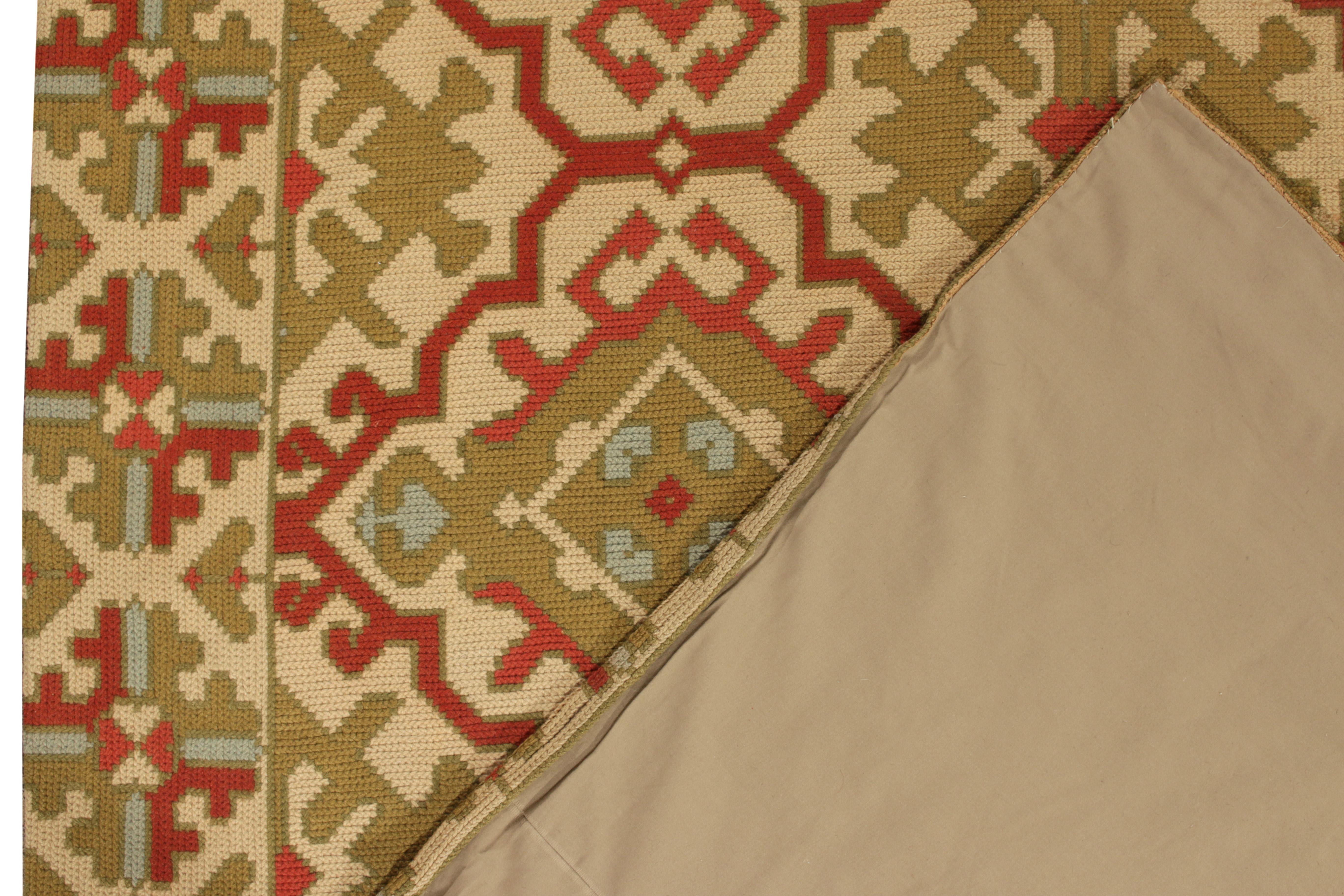 Spanischer Teppich und Kelim-Teppich im Vintage-Stil mit grünem, rotem geometrischem Muster im Zustand „Neu“ im Angebot in Long Island City, NY