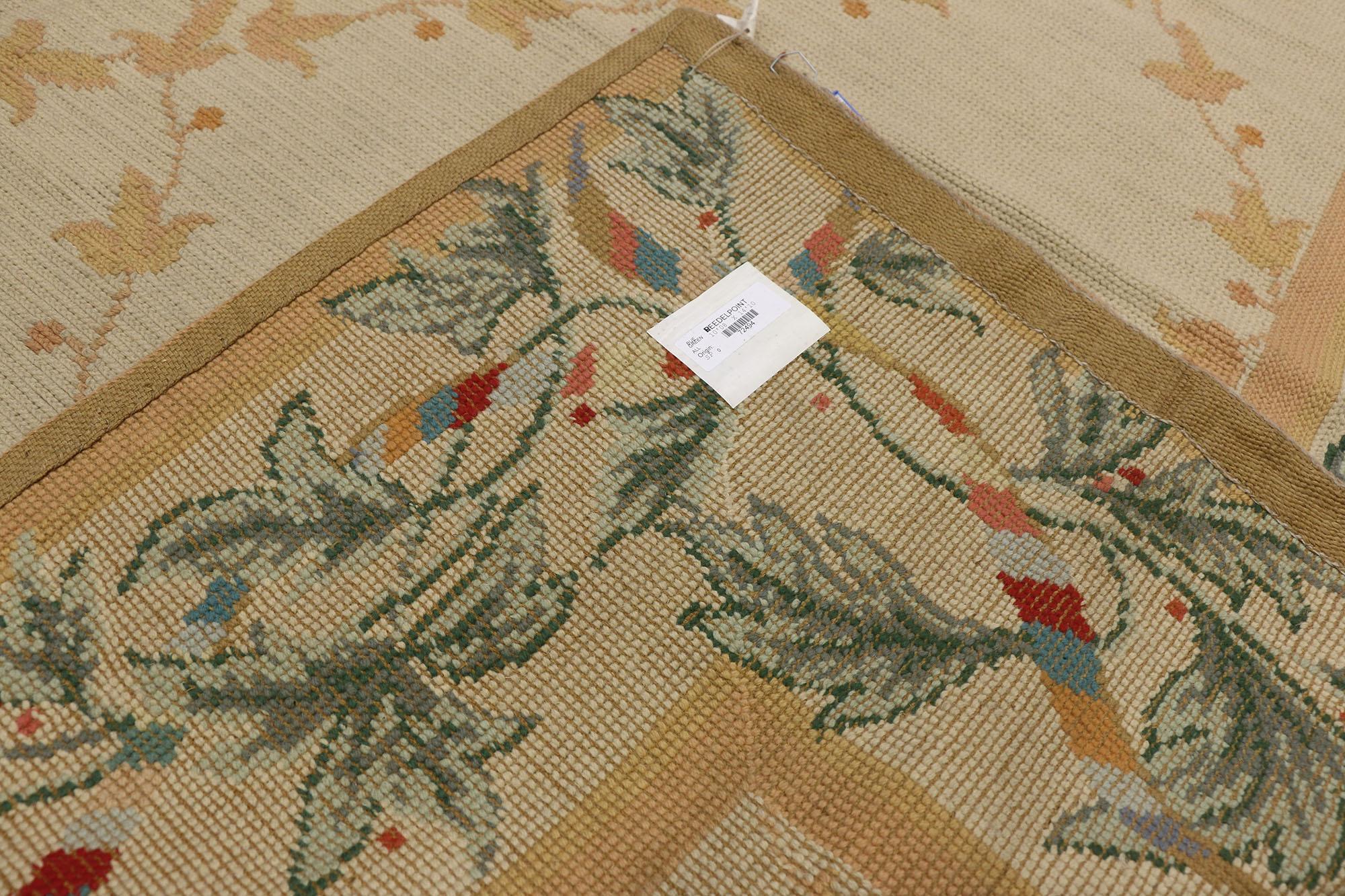 20th Century Vintage Spanish Needlepoint Carpet with English Country Charm For Sale