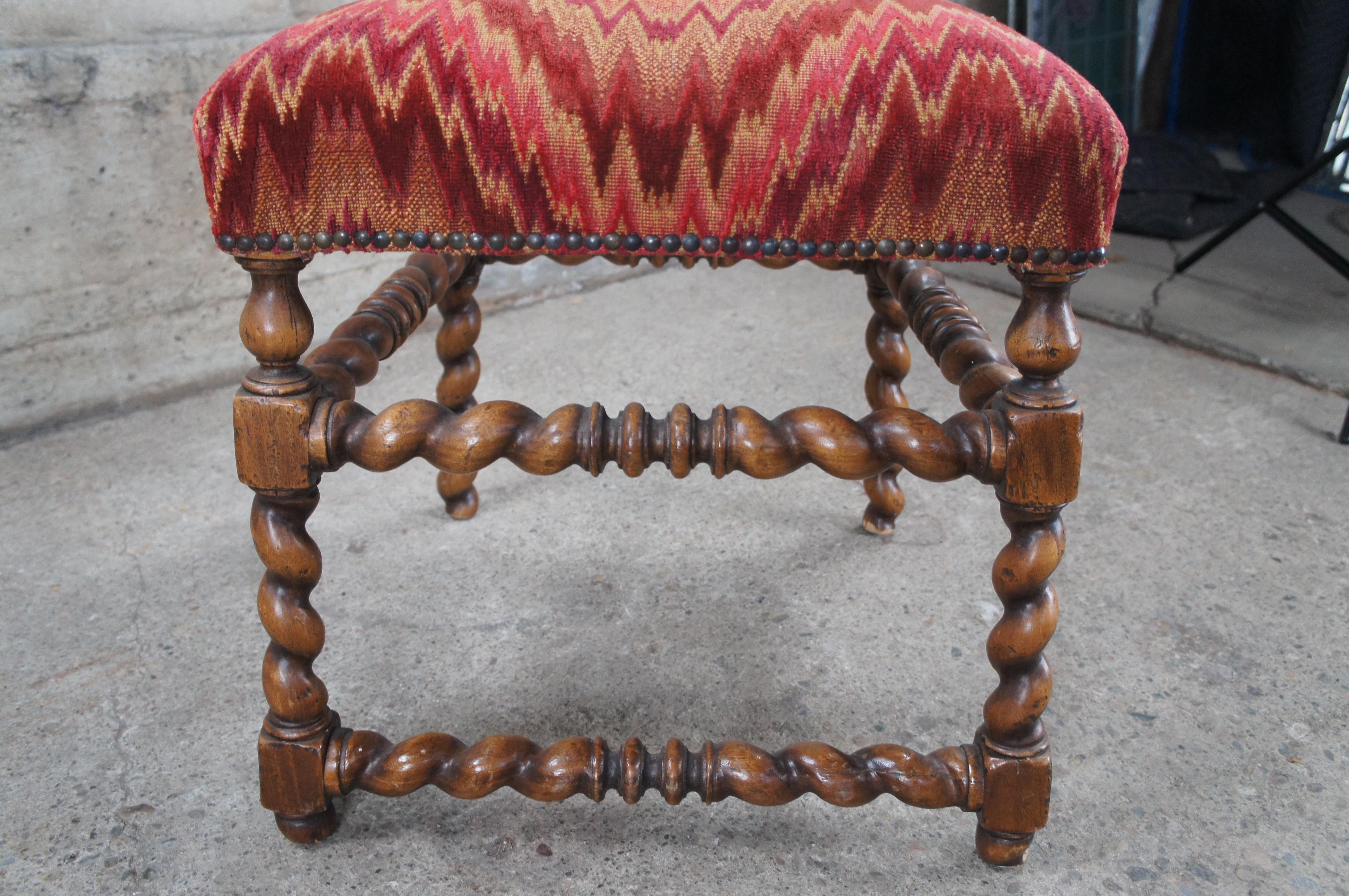 Vintage Spanish Oak Barley Twisted Nailhead Accent Side Chair im Angebot 4