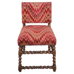 Retro Spanish Oak Barley Twisted Nailhead Accent Side Chair