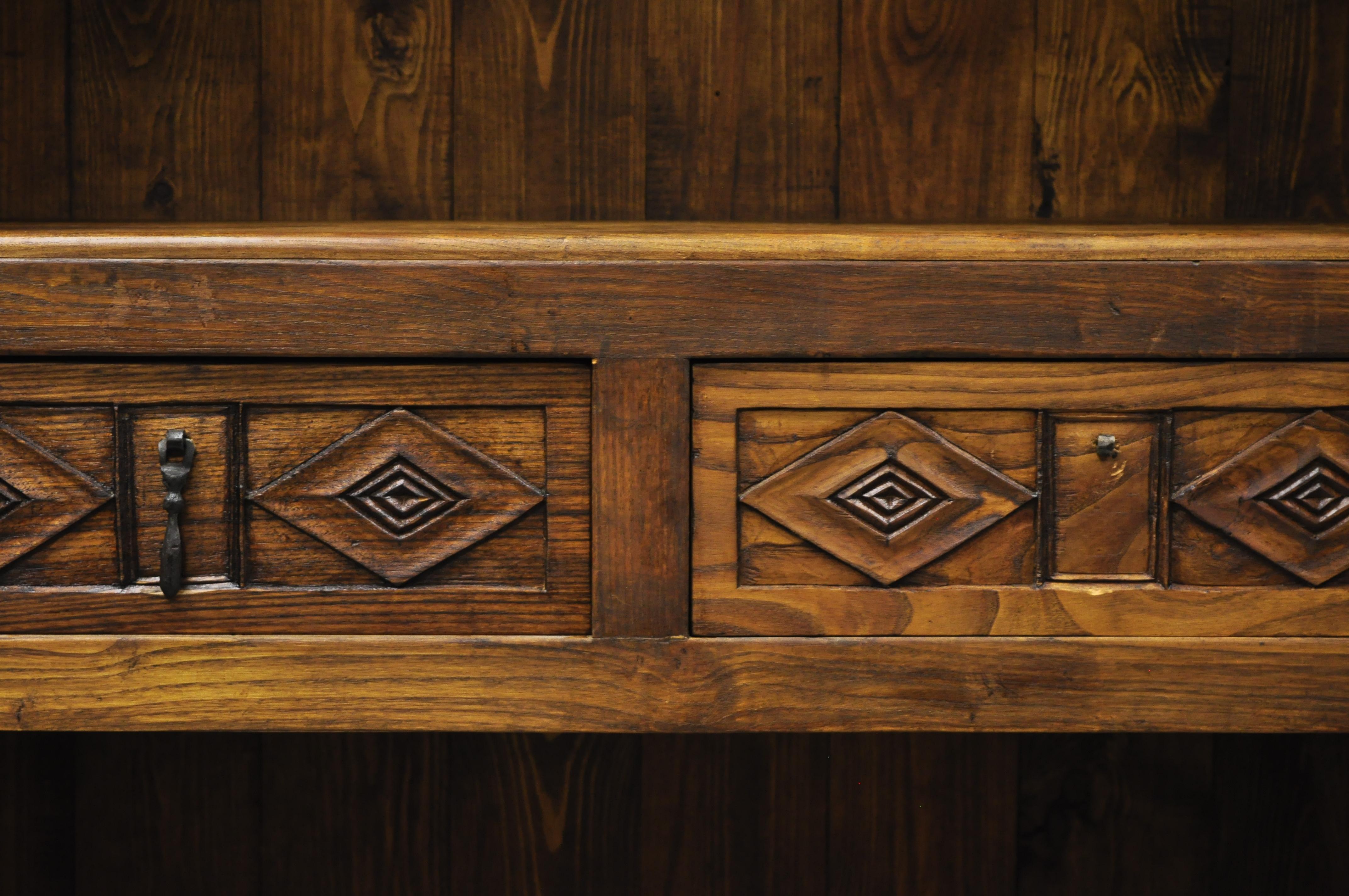 Vintage Spanish Renaissance Carved Cabinet Cupboard Raised Panel Spindle Carving 1