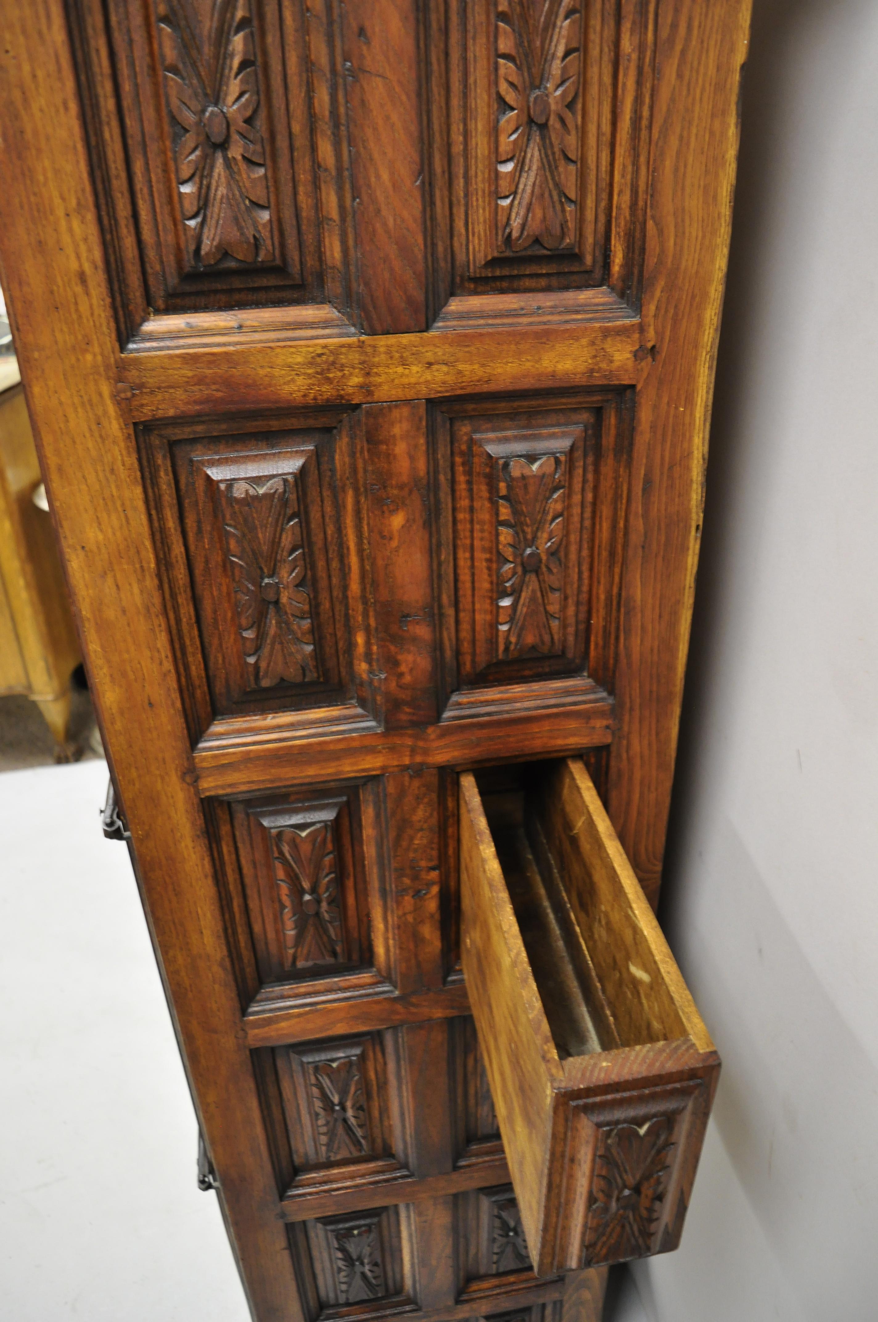Vintage Spanish Renaissance Carved Cabinet Cupboard Raised Panel Spindle Carving In Good Condition In Philadelphia, PA