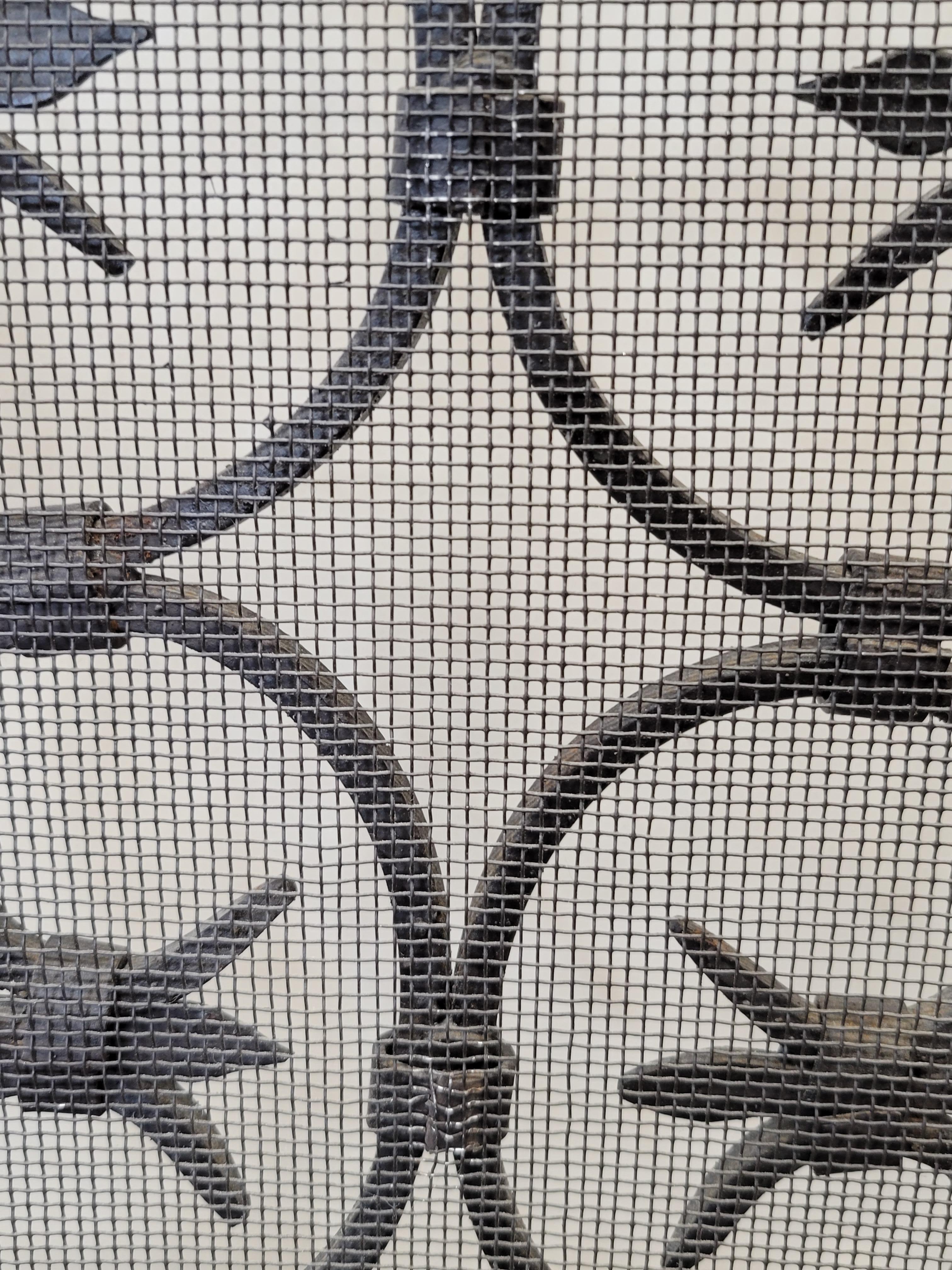 Vintage Spanish Revival Iron Three Panel Folding Fireplace Screen For Sale 3