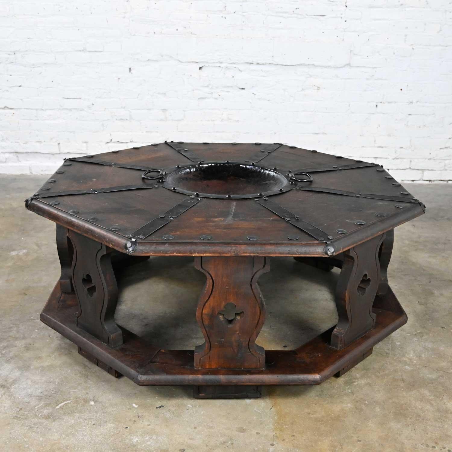 Metal Vintage Spanish Revival Rustic Brazier Coffee Table Style Artes De Mexico Intern