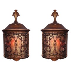 Vintage Spanish Revival Storybook Wall Lights with Mica Shade. Priced each