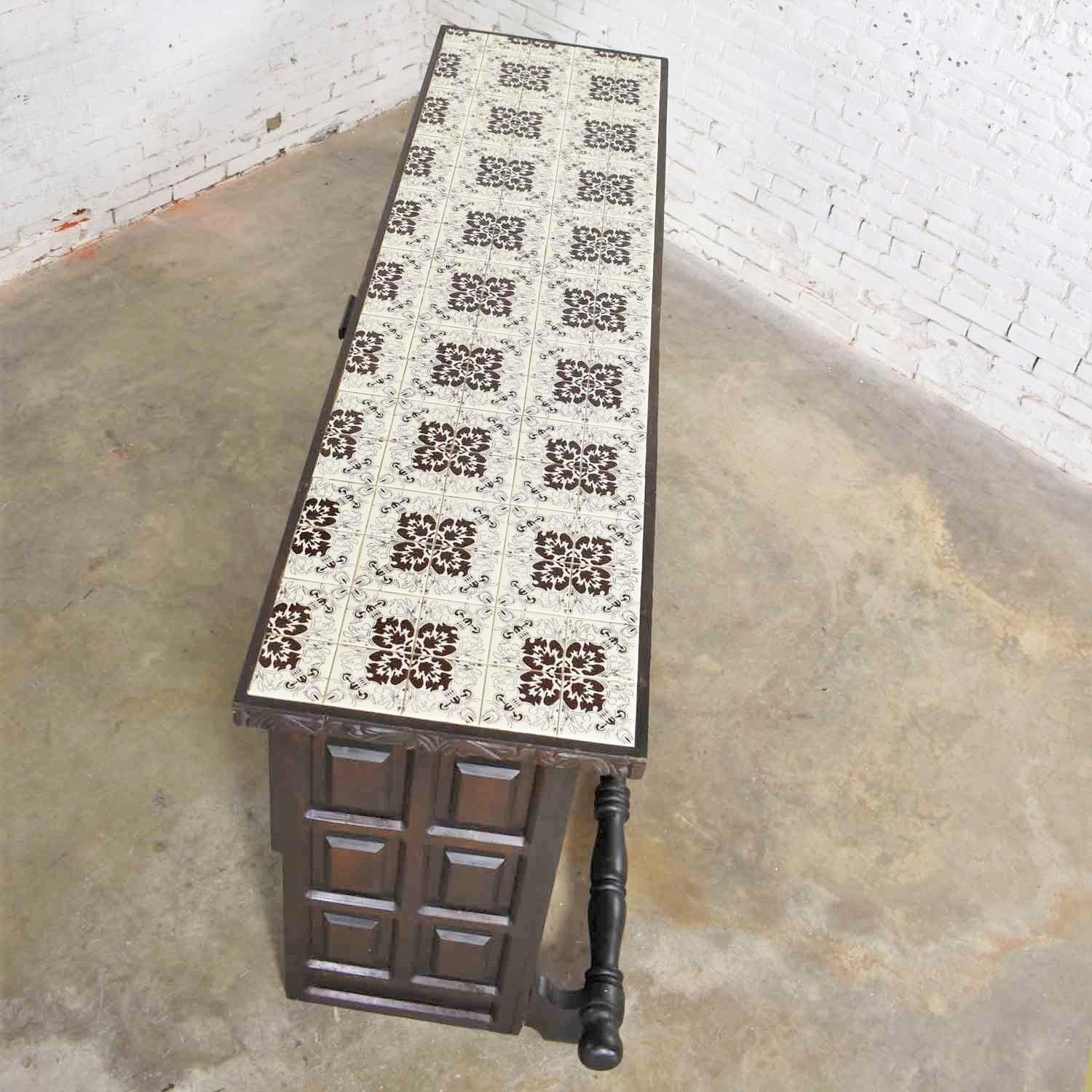 Spanish Revival Style Dry Bar with Inlaid Tile Top in Style Artes de Mexico 2