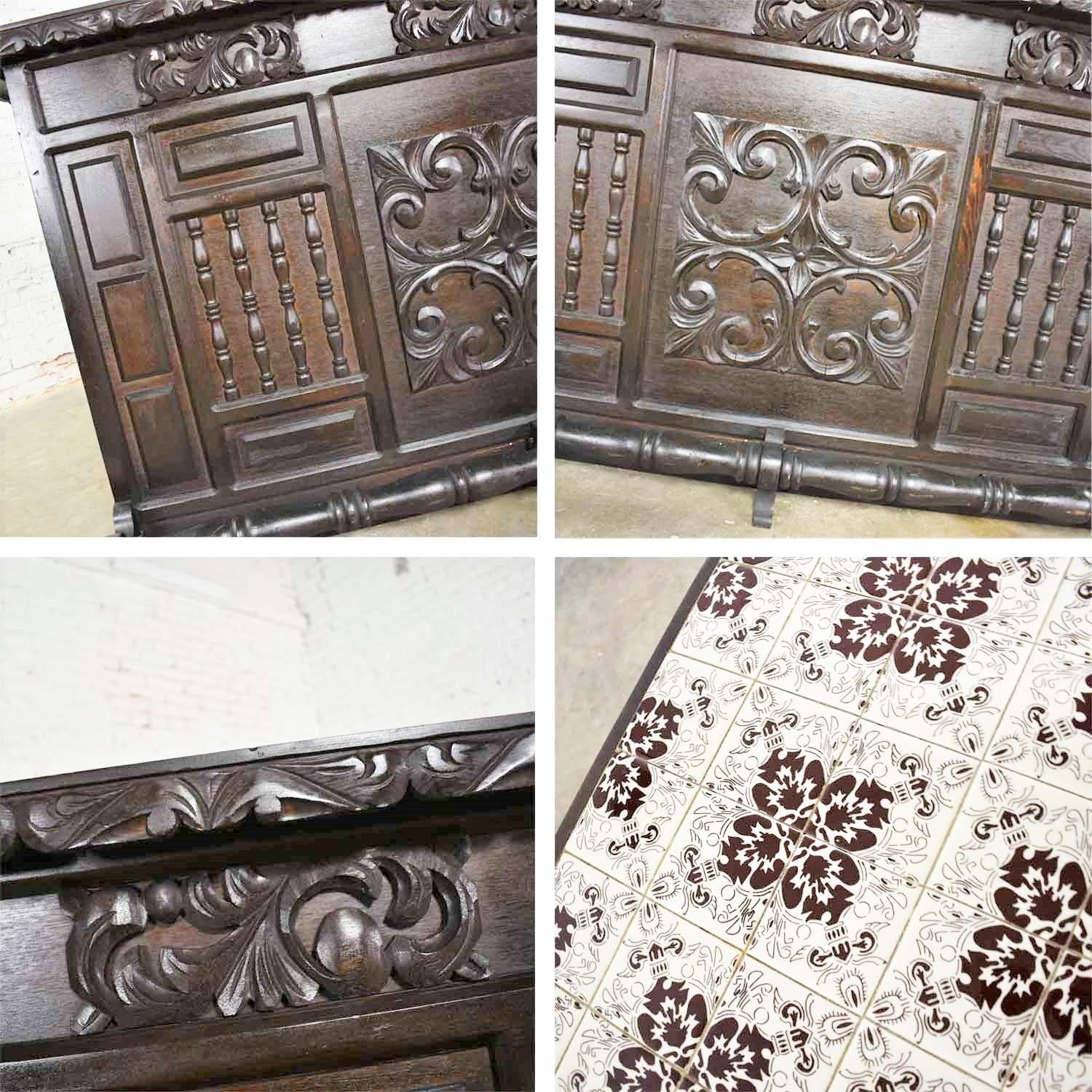 Spanish Revival Style Dry Bar with Inlaid Tile Top in Style Artes de Mexico 4