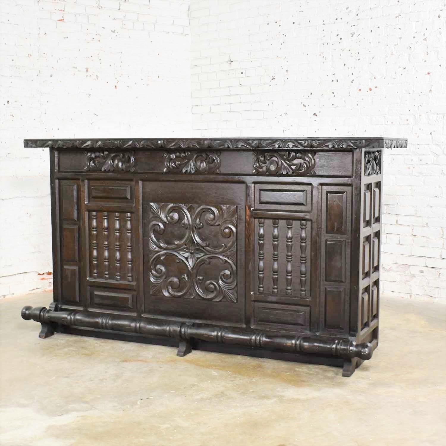 Spanish Colonial Spanish Revival Style Dry Bar with Inlaid Tile Top in Style Artes de Mexico