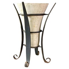 Vintage Spanish Revival Style Wrought Iron Planter w/ Scrolling Legs