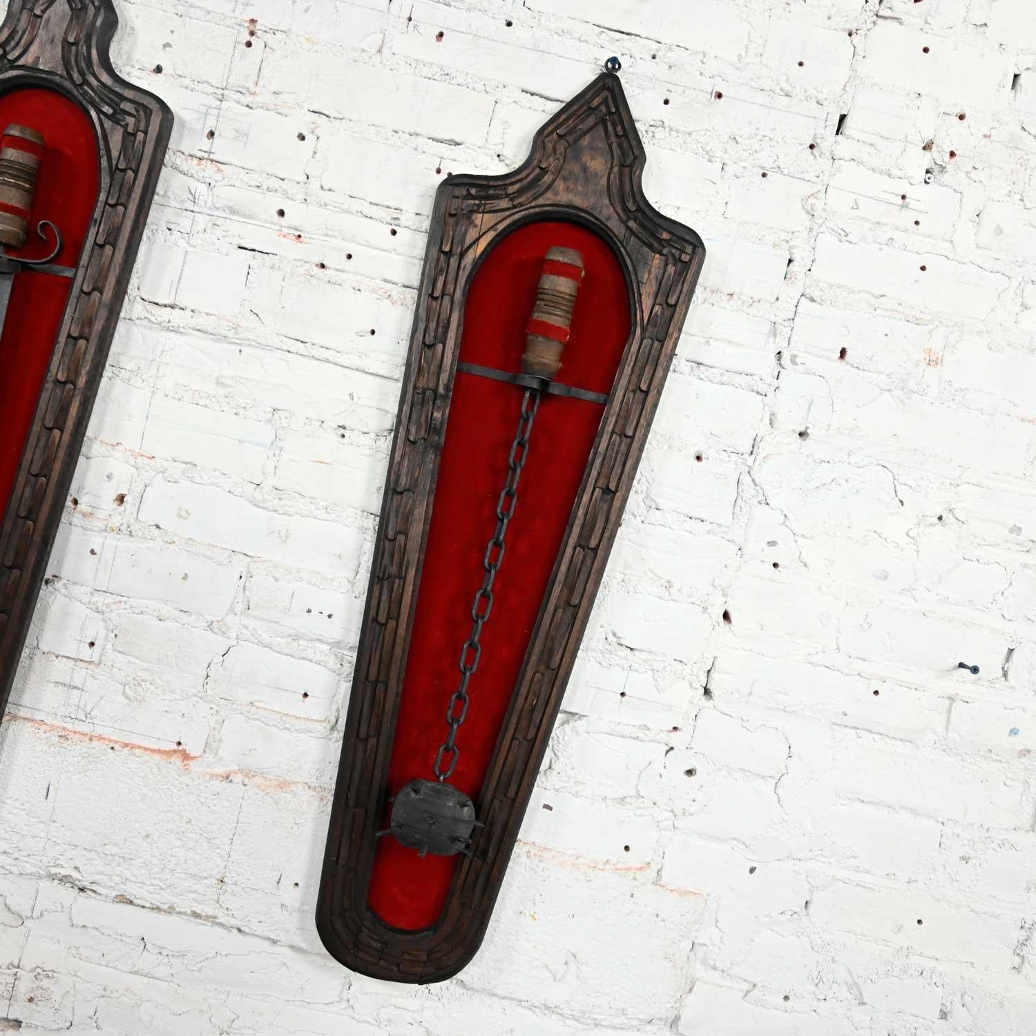 Vintage Spanish Revival Tavern Sword & Medieval Flail Wall Decor Style of Witco 1