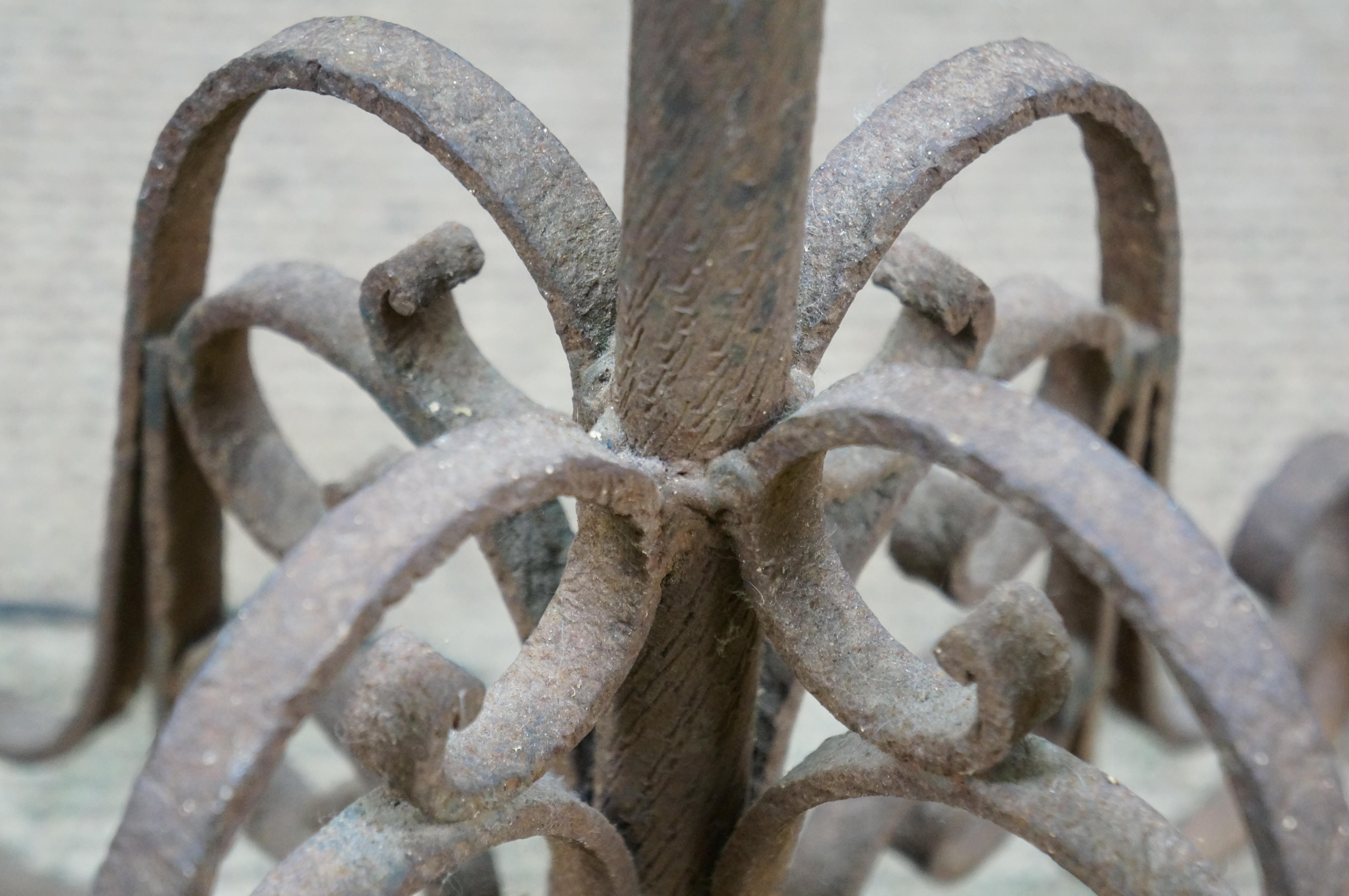 Vintage Spanish Revival Zwei Licht Scrolled Schmiedeeisen Stehlampe 62