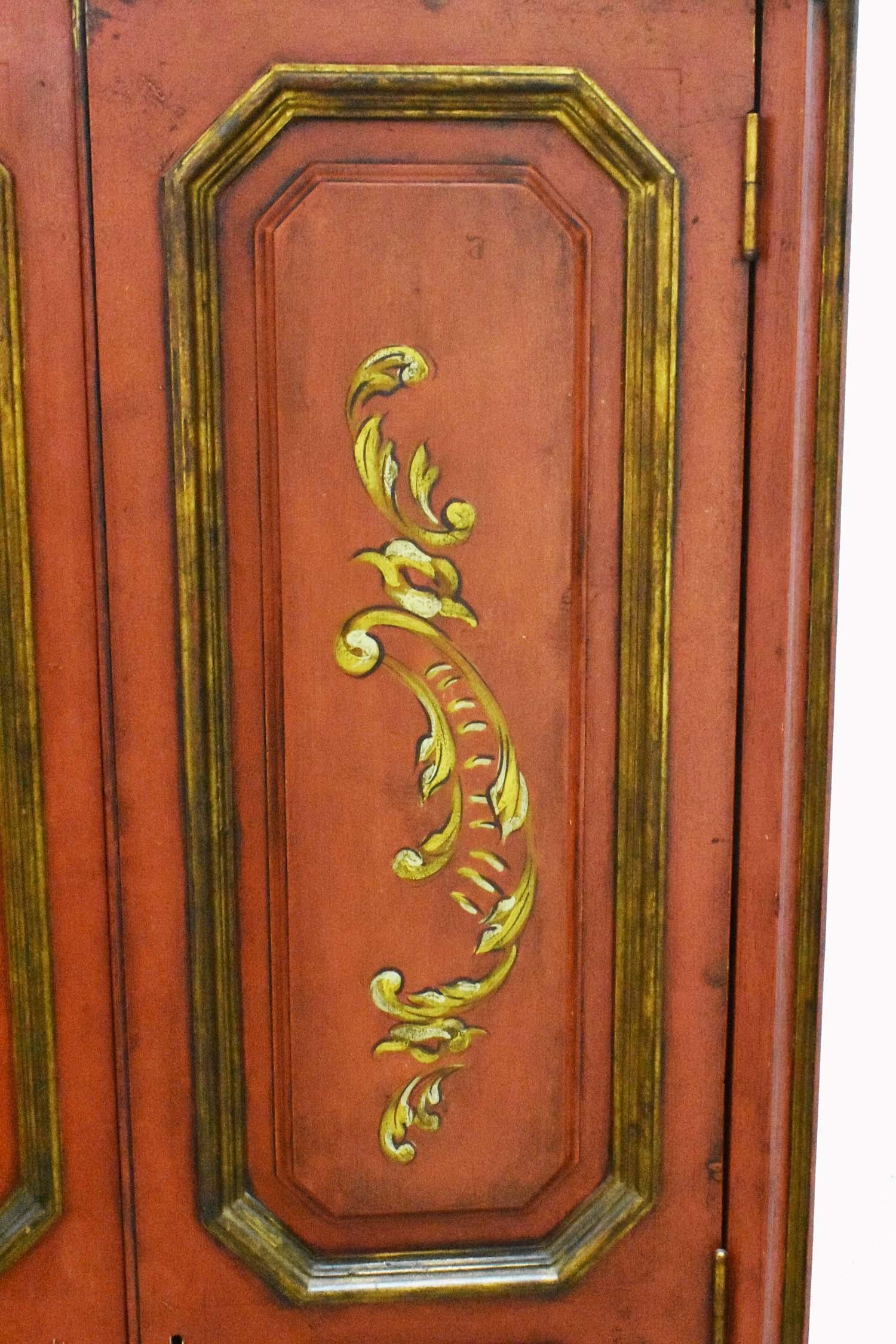 Vintage Spanish Rococo Style Parcel Gilt Painted Armoire 5