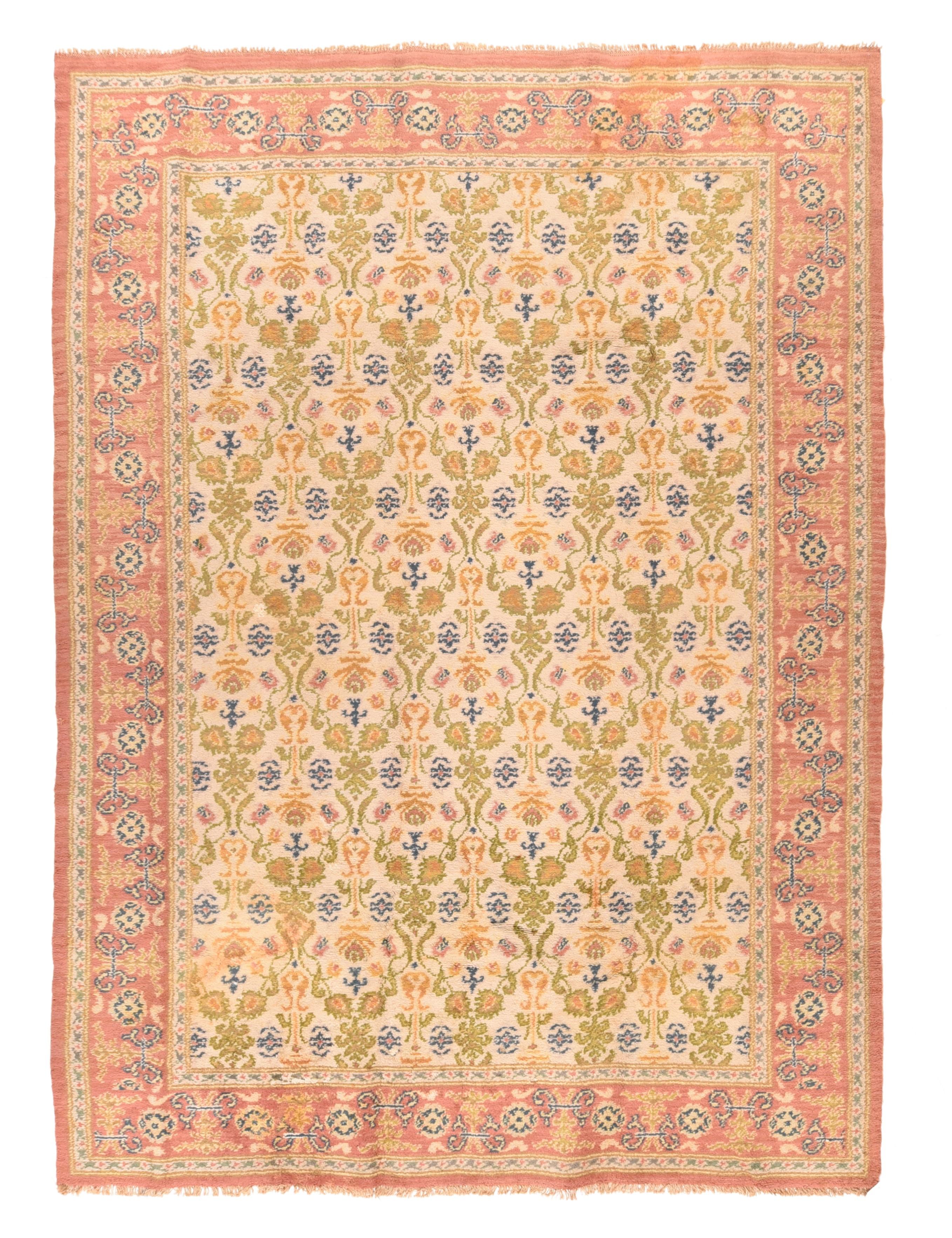 Spanischer Teppich im Vintage-Stil 6'7'' x 9' im Zustand „Gut“ im Angebot in New York, NY