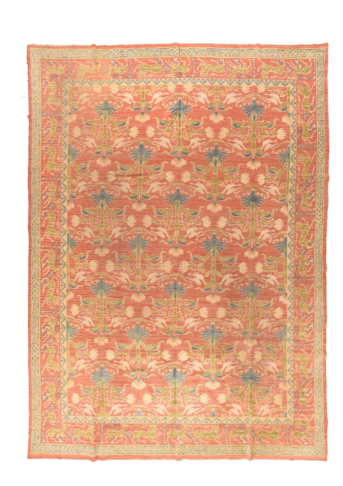Spanischer Teppich 8'2'' x 11'7'' im Vintage-Stil im Zustand „Starke Gebrauchsspuren“ im Angebot in New York, NY