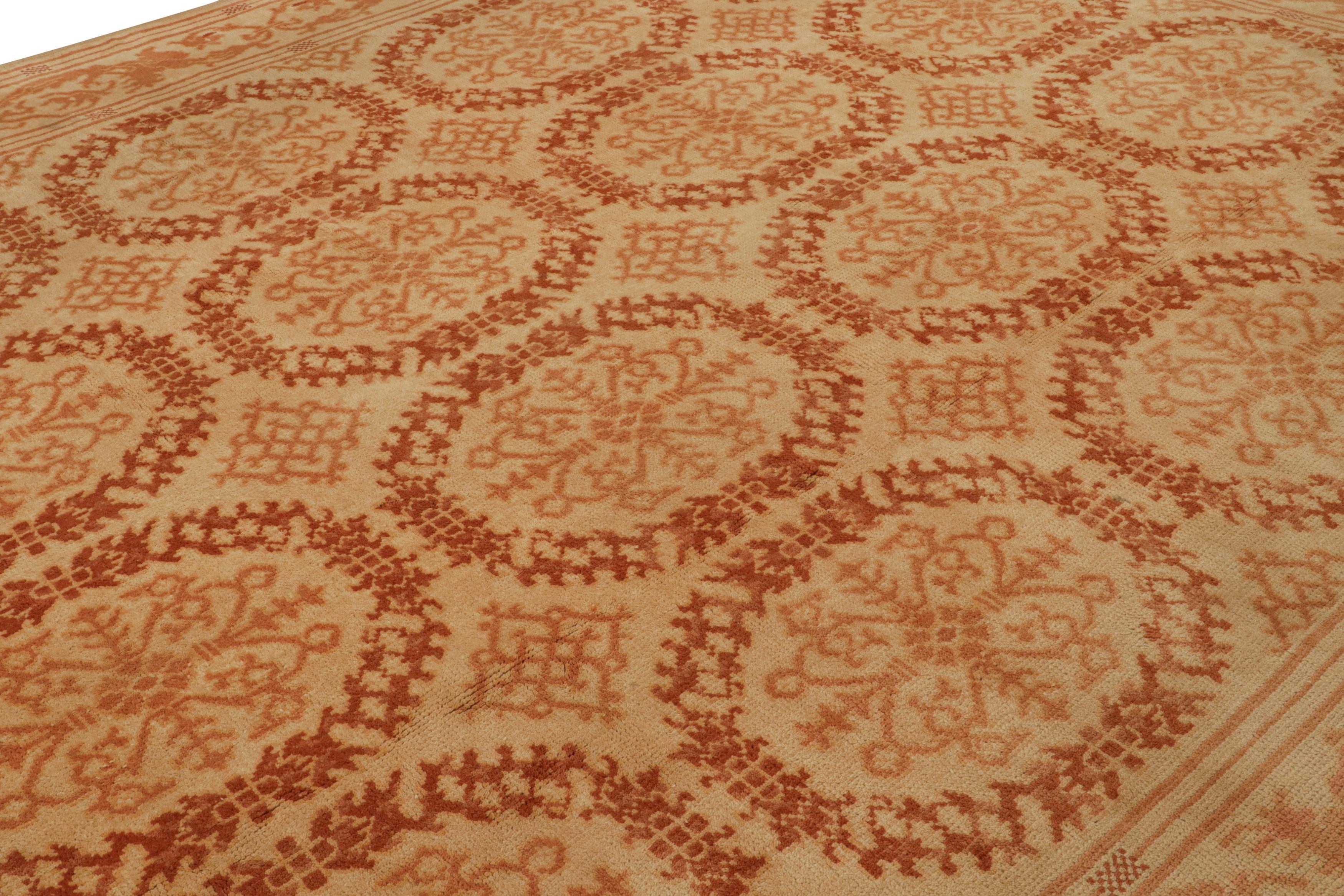 Spanischer Vintage-Teppich in Beige mit Medaillons von Rug & Kilim im Zustand „Gut“ im Angebot in Long Island City, NY