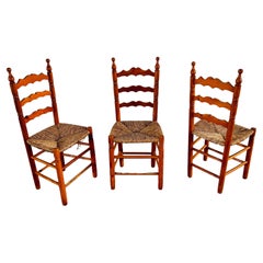 Vintage Spanish Rush Seat Stuhl, Wicker und gedrechseltes Holz Castillian Stuhl