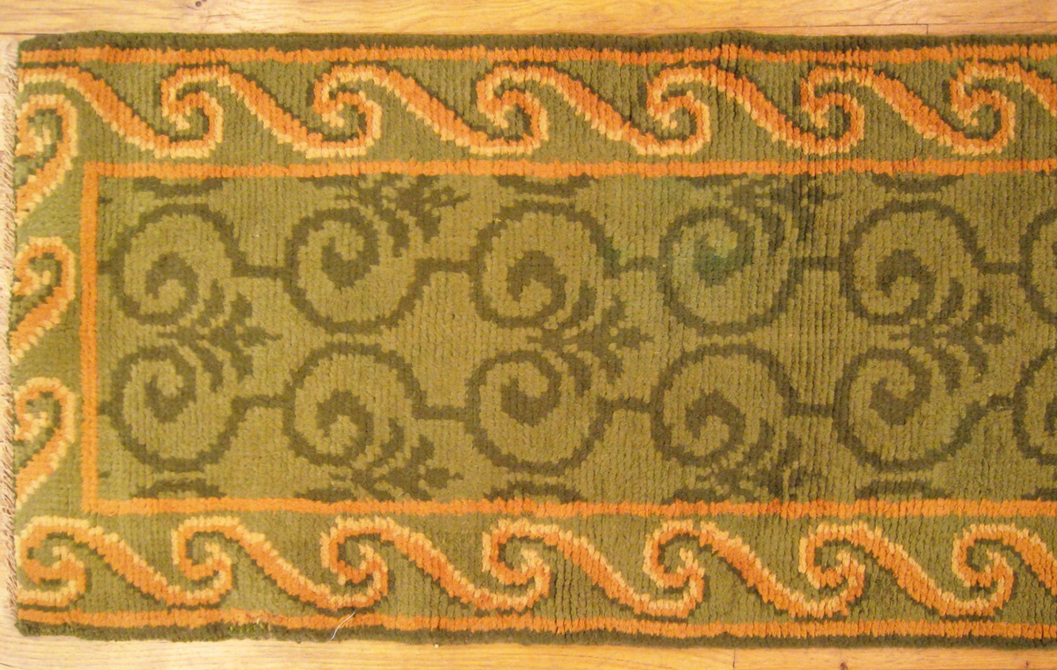 Wool Vintage Spanish Savonnerie Rug, in Long Runner Size For Sale