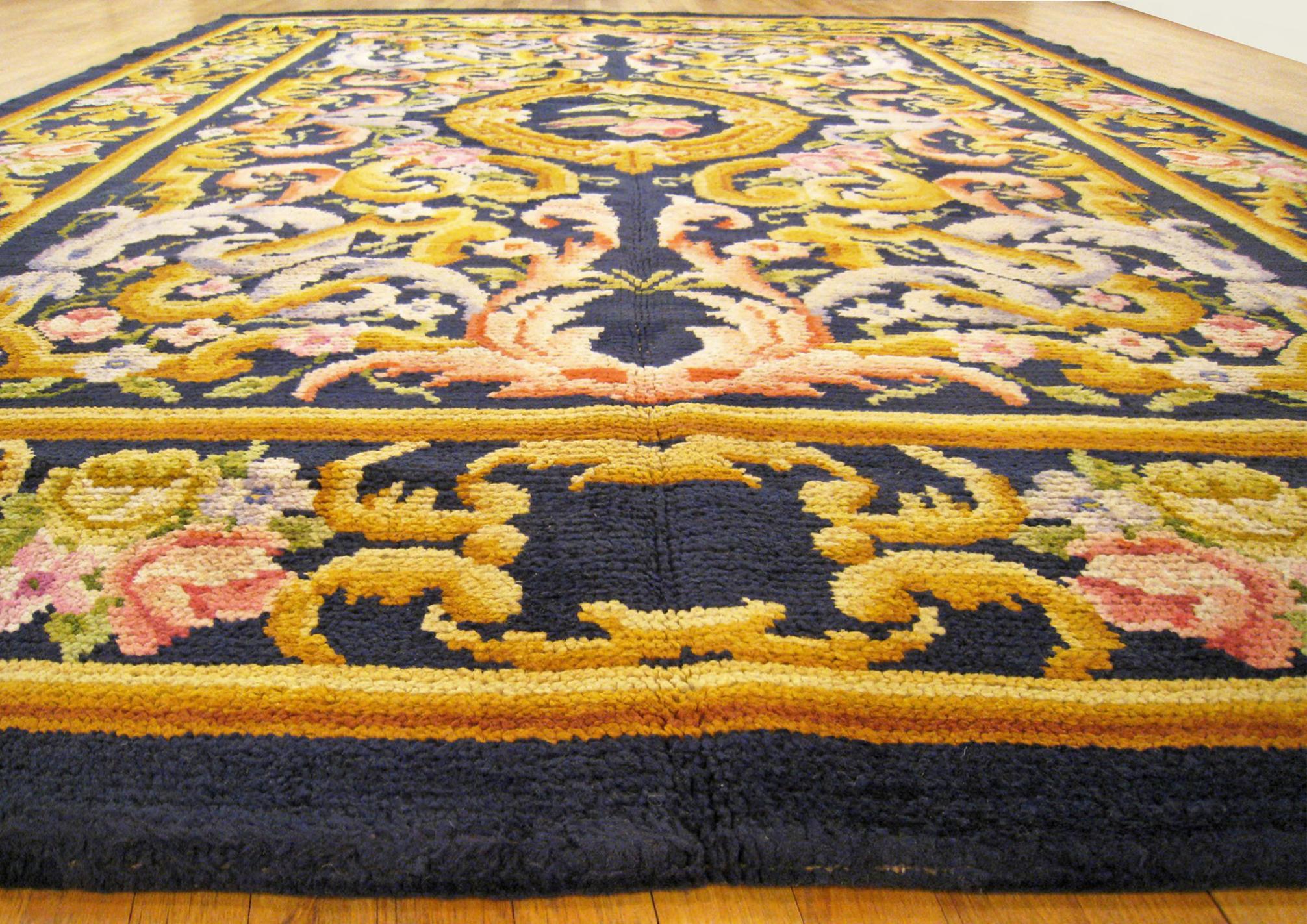 Vintage Spanish Savonnerie Rug, in Room Size, W/ Central Medallion For Sale 6