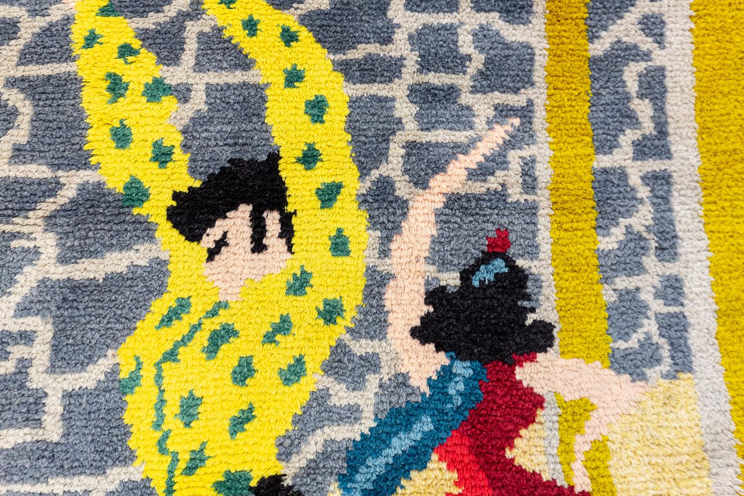 Other Vintage Spanish Signed Flamenco Dance Design Rug, 1950-1970 For Sale