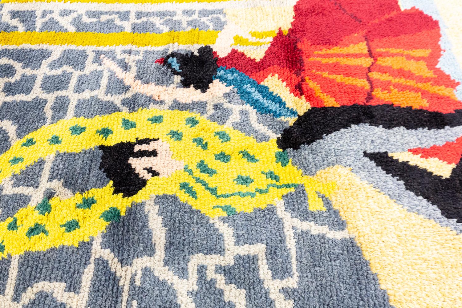 Hand-Knotted Vintage Spanish Signed Flamenco Dance Design Rug, 1950-1970 For Sale