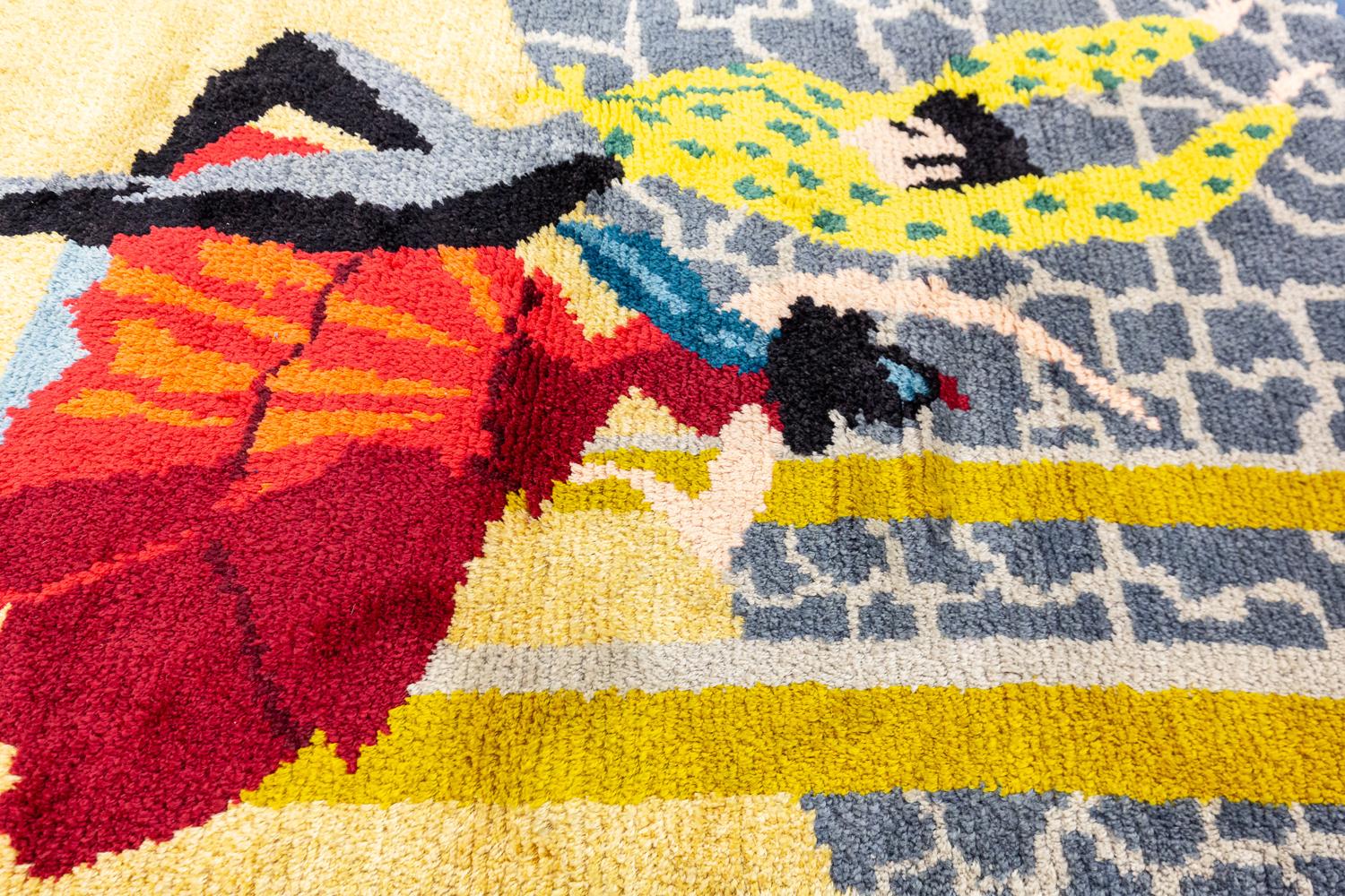 Vintage Spanish Signed Flamenco Dance Design Rug, 1950-1970 In Good Condition For Sale In Ferrara, IT